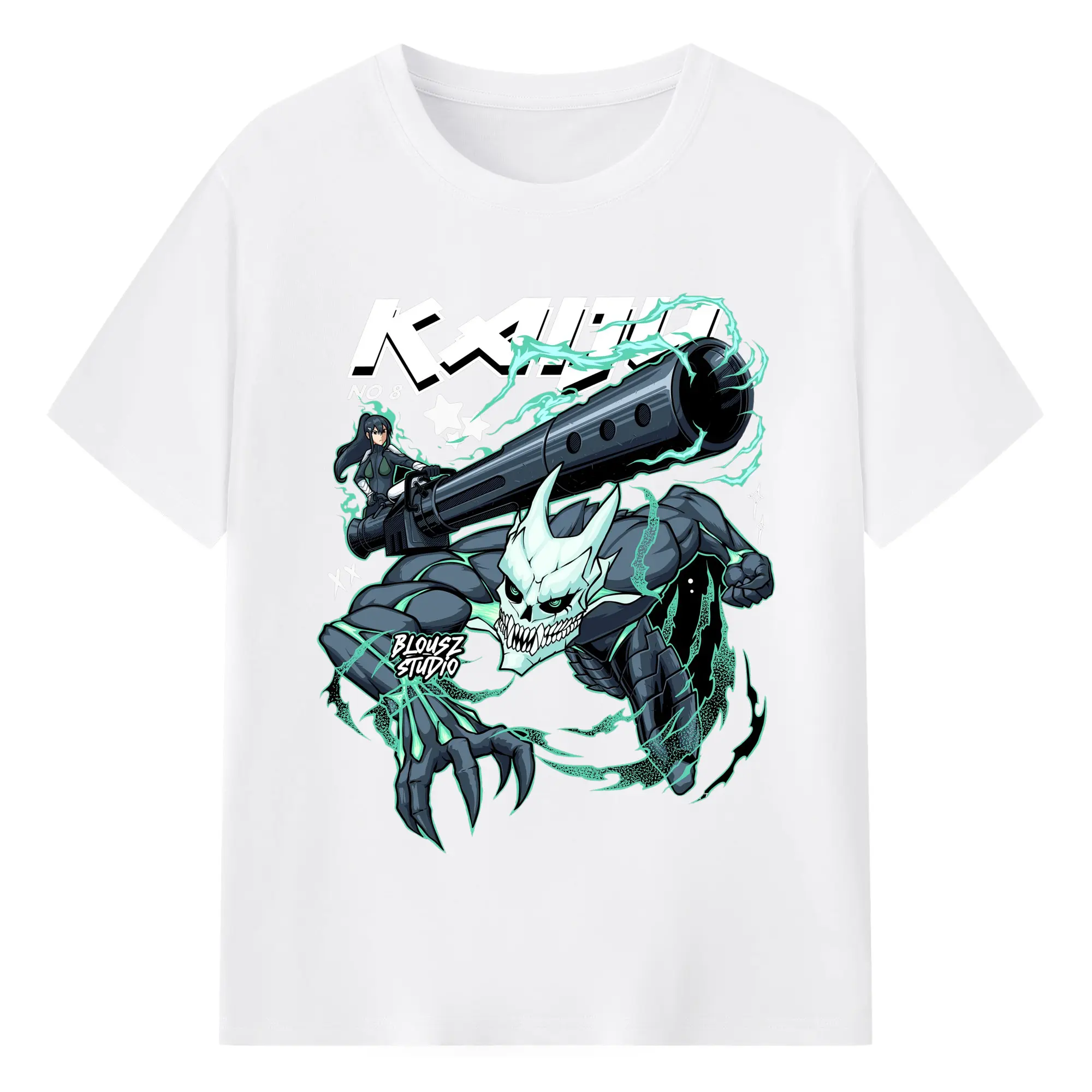 怪獣8号亜白ミナ - 綿100％ 半袖Tシャツ ・ フロントプリント ・ 快適 通気性 ・ 日常使い 散歩 スポーツ用