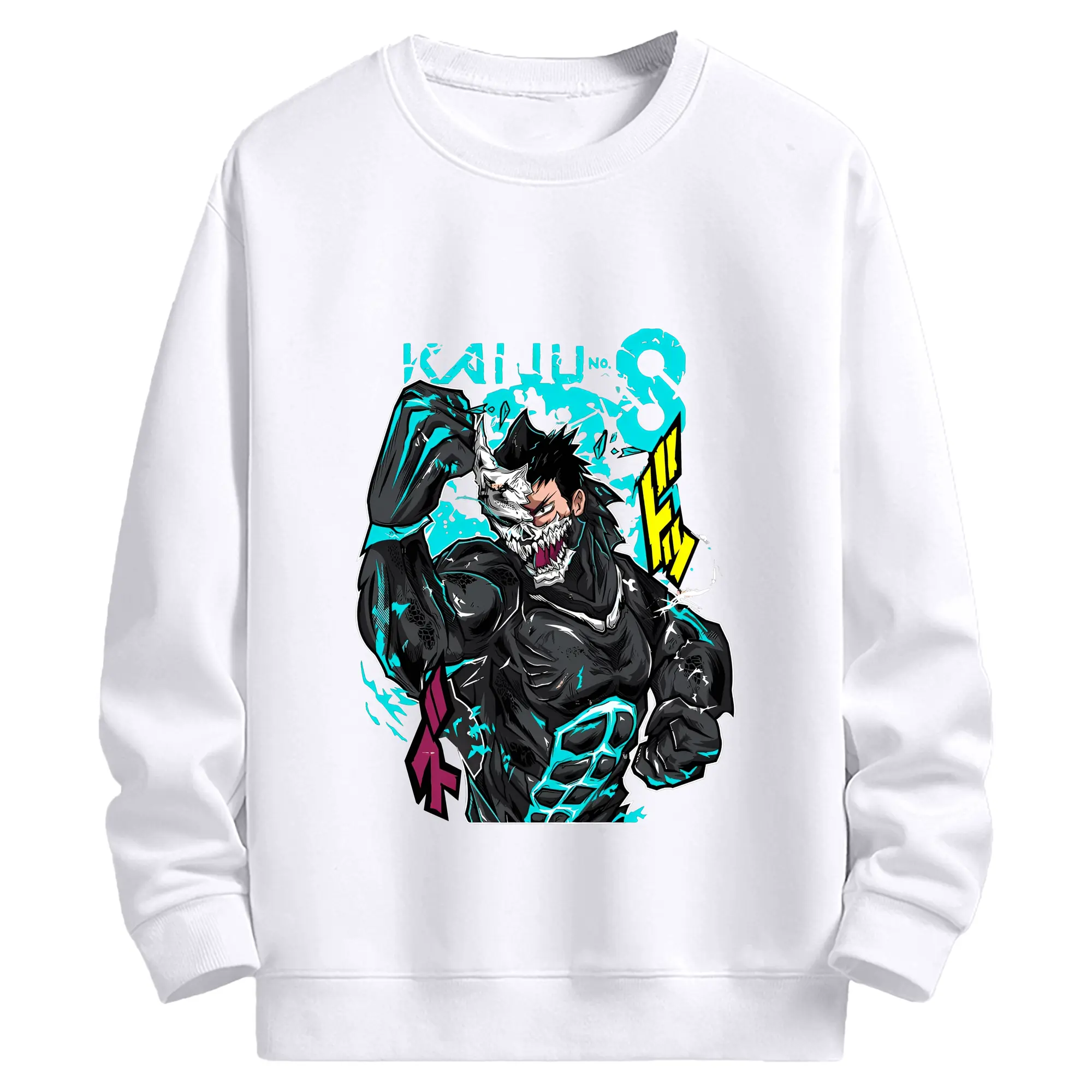 怪獣8号 日比野カフカ 合体デザイン - 高品質 クルーネック スウェット ・ コットン59％ ポリエステル41％ ・ ユニセックス 長袖 トレーナー ・ カジュアル デイリー スポーツ 散歩用