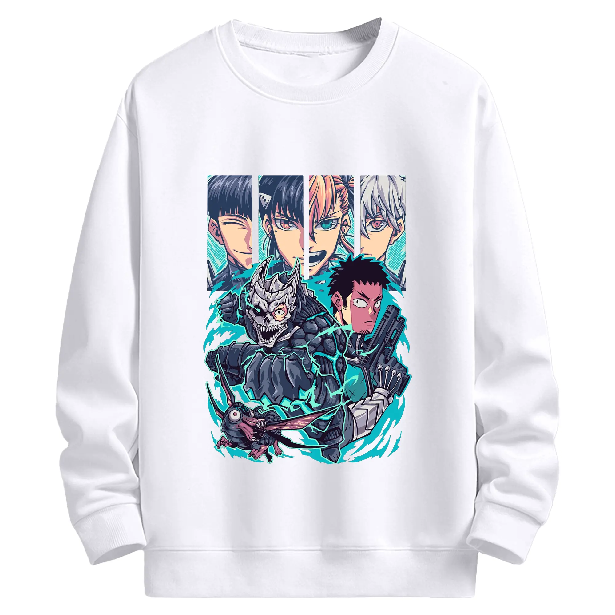 2025怪獣8号 主人公チーム限定 - 高品質 クルーネック スウェット ・ コットン59％ ポリエステル41％ ・ ユニセックス 長袖 トレーナー ・ カジュアル デイリー スポーツ 散歩用