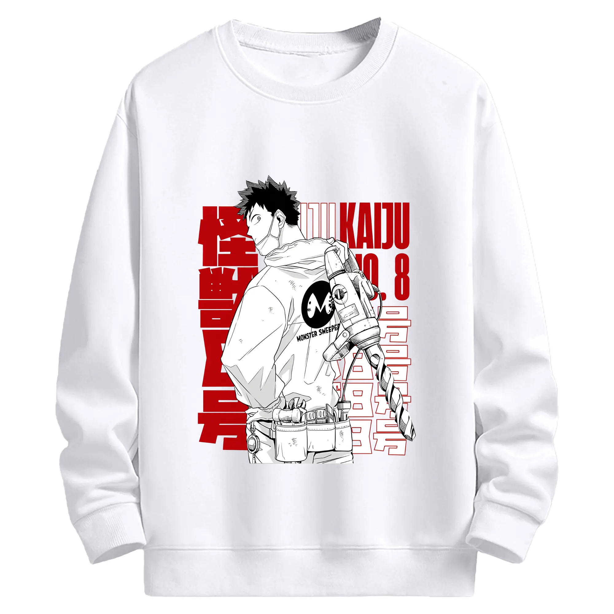 怪獣8号 主人公 日比野カフカ 新作 - 高品質 クルーネック スウェット ・ コットン59％ ポリエステル41％ ・ ユニセックス 長袖 トレーナー ・ カジュアル デイリー スポーツ 散歩用