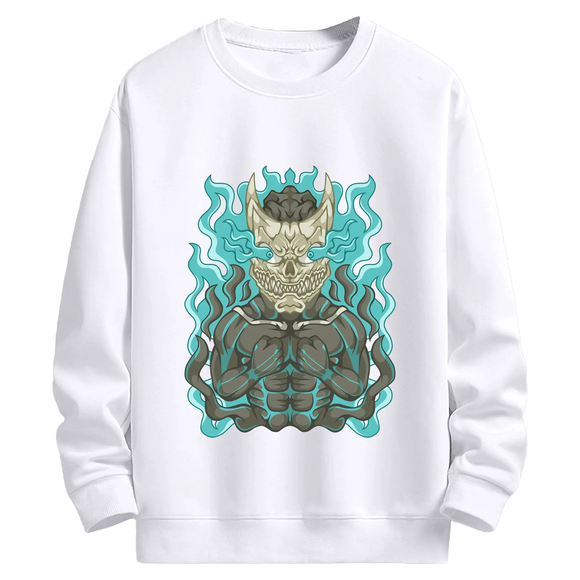 怪獣8号 クールデザイン - 高品質 クルーネック スウェット ・ コットン59％ ポリエステル41％ ・ ユニセックス 長袖 トレーナー ・ カジュアル デイリー スポーツ 散歩用