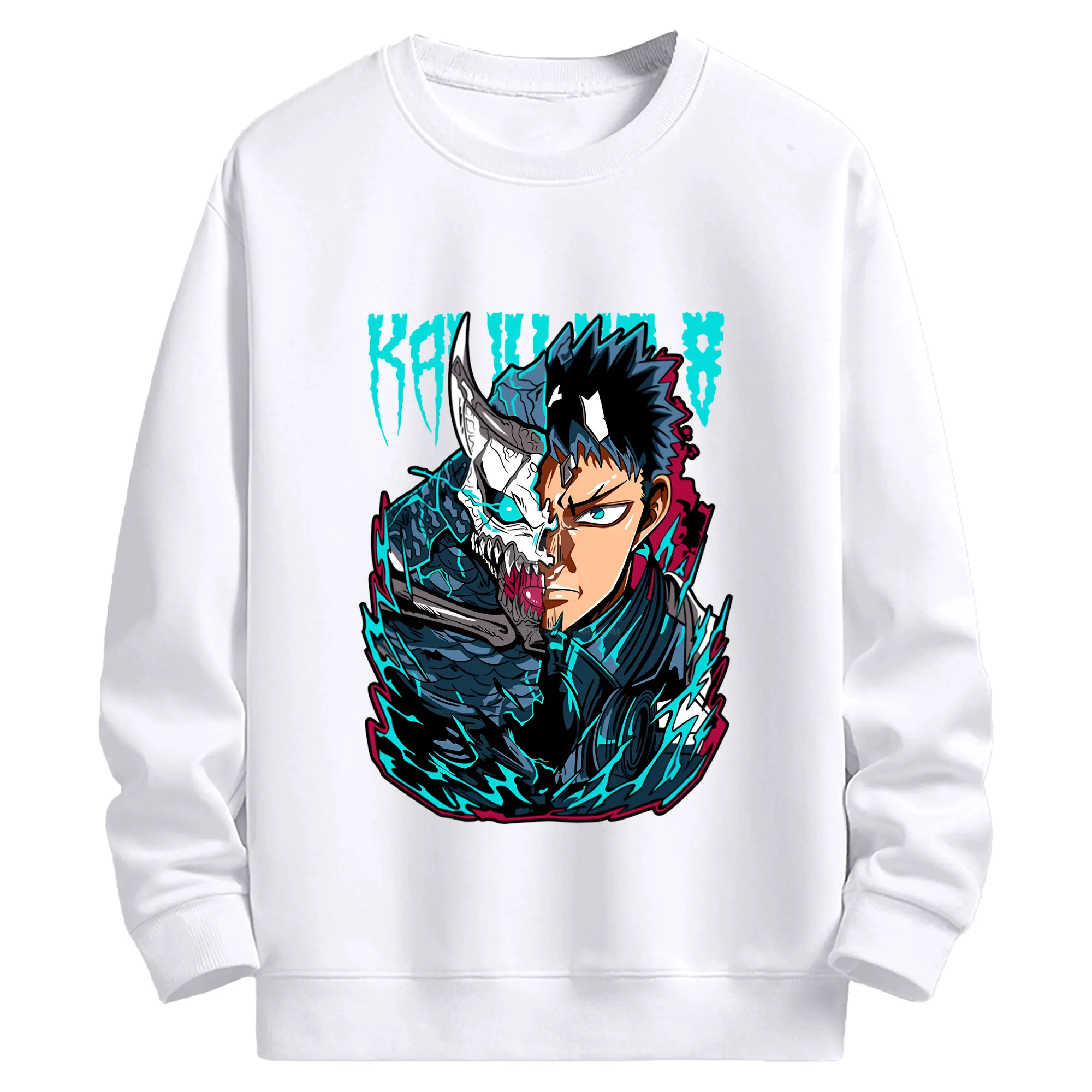 怪獣8号日比野カフカ新作 - 高品質 クルーネック スウェット ・ コットン59％ ポリエステル41％ ・ ユニセックス 長袖 トレーナー ・ カジュアル デイリー スポーツ 散歩用