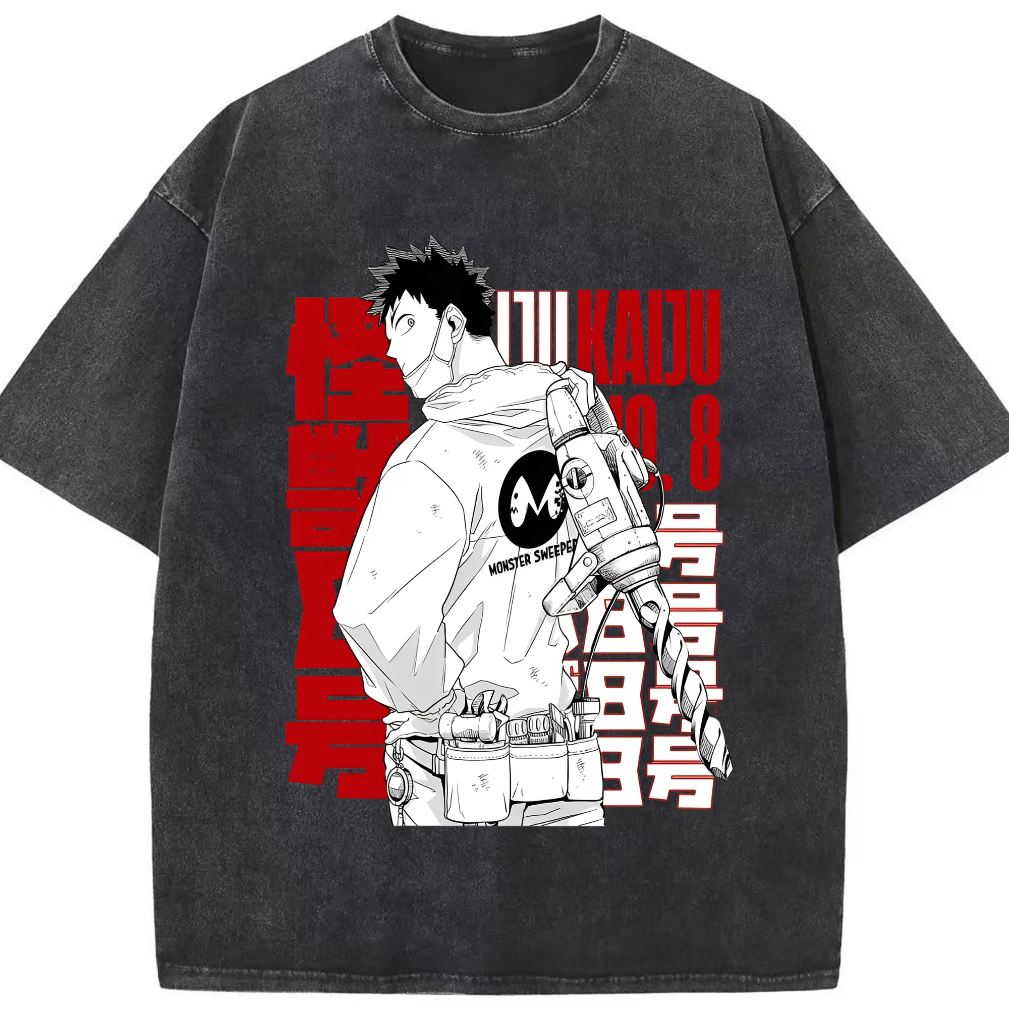 怪獣8号 主人公 日比野カフカ 新作 - 綿100％ ヴィンテージ風 半袖Tシャツ ・ フロントプリント ・ 柔らか肌触り ・ 通気性 快適 ・ スポーツ カジュアル 外出用