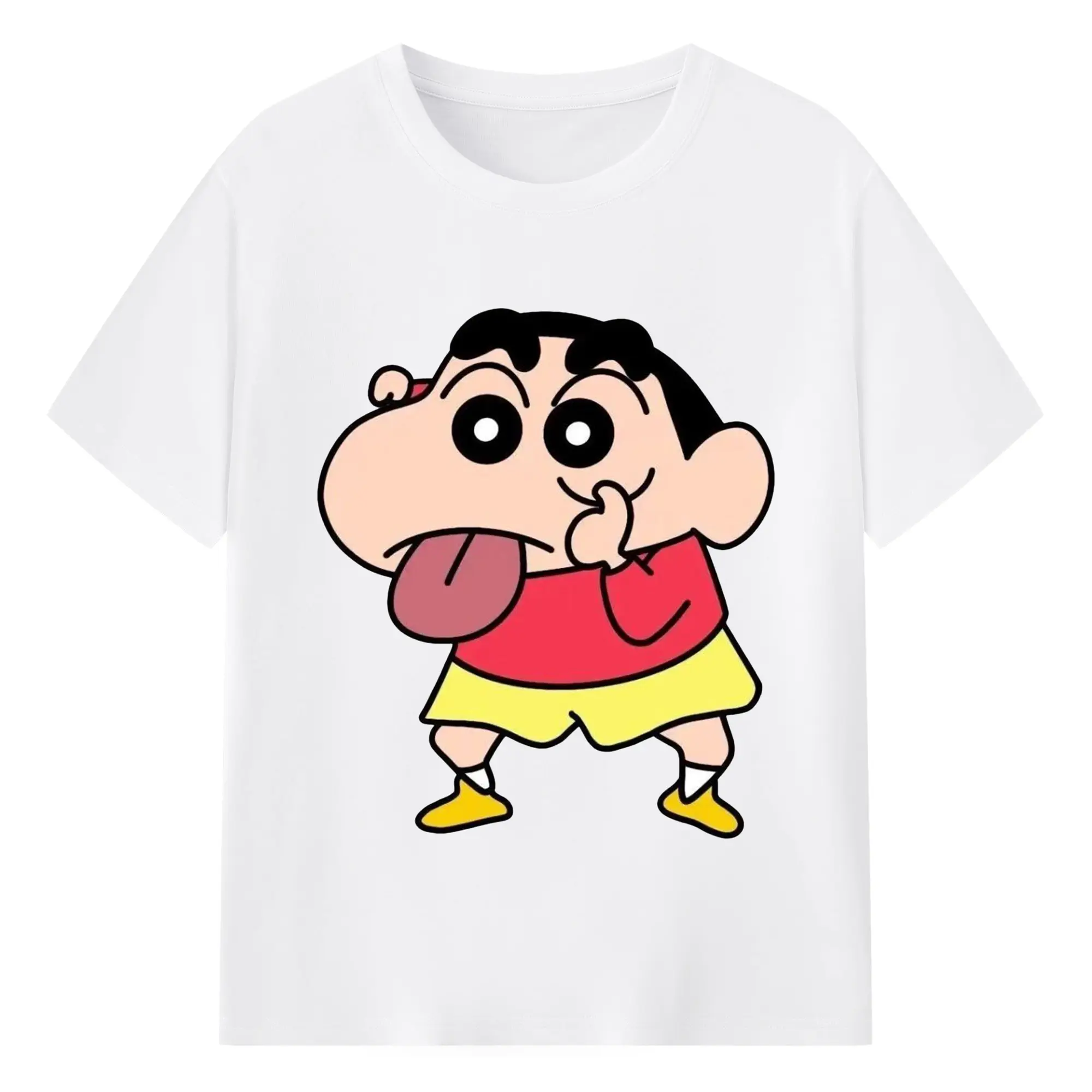 クレヨンしんちゃん おもしろ顔 カジュアルウェア - 綿100％ 半袖Tシャツ ・ フロントプリント ・ 快適 通気性 ・ 日常使い 散歩 スポーツ用