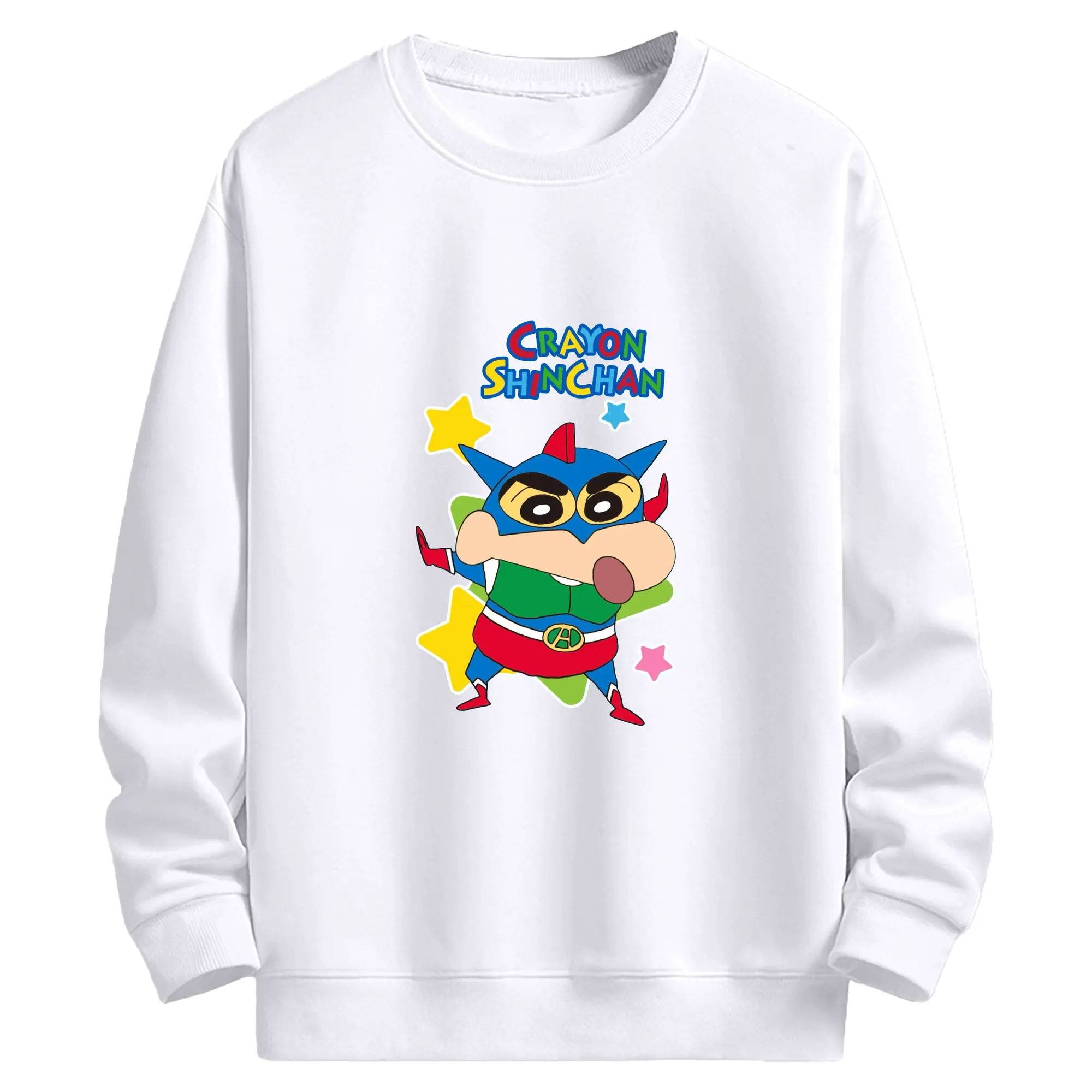 クレヨンしんちゃん アクション仮面 特別限定 - 高品質 クルーネック スウェット ・ コットン59％ ポリエステル41％ ・ ユニセックス 長袖 トレーナー ・ カジュアル デイリー スポーツ 散歩用