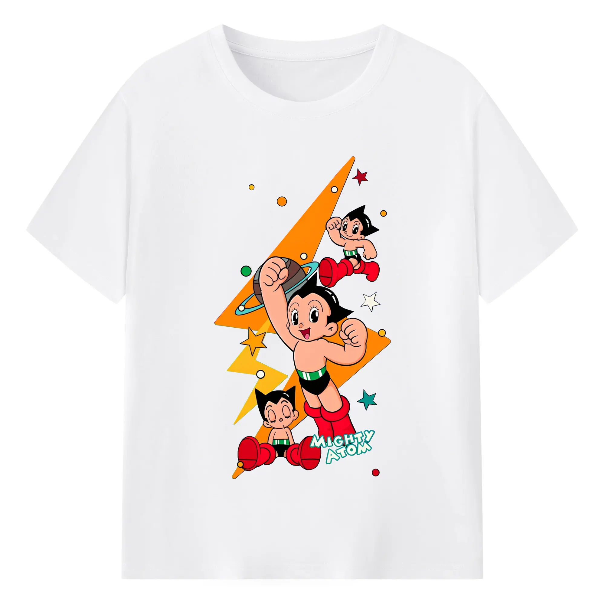 手冢治虫《Mighty Atom》新作 - 綿100％ 半袖Tシャツ ・ フロントプリント ・ 快適 通気性 ・ 日常使い 散歩 スポーツ用