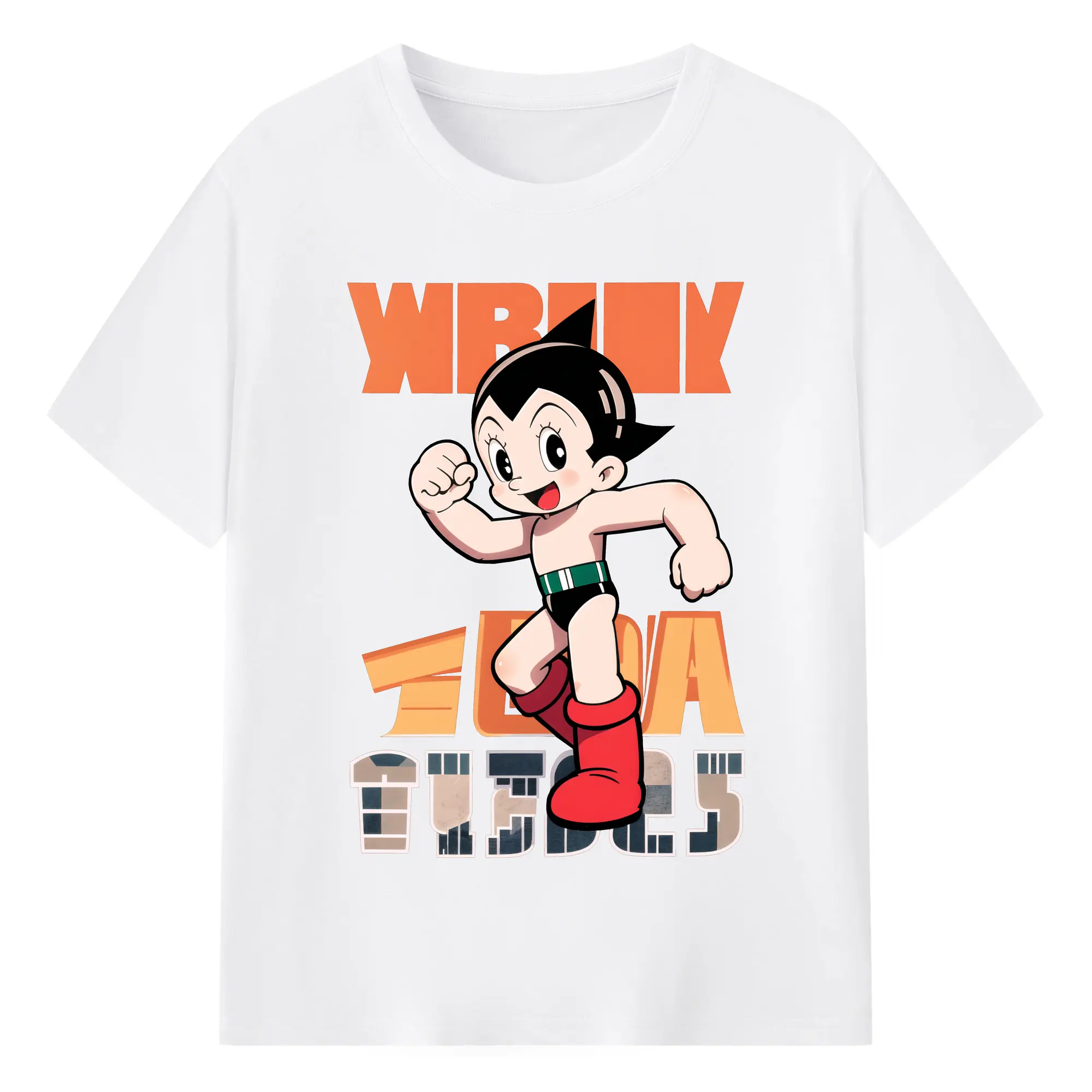 90s 人気鉄腕アトム - 綿100％ 半袖Tシャツ ・ フロントプリント ・ 快適 通気性 ・ 日常使い 散歩 スポーツ用