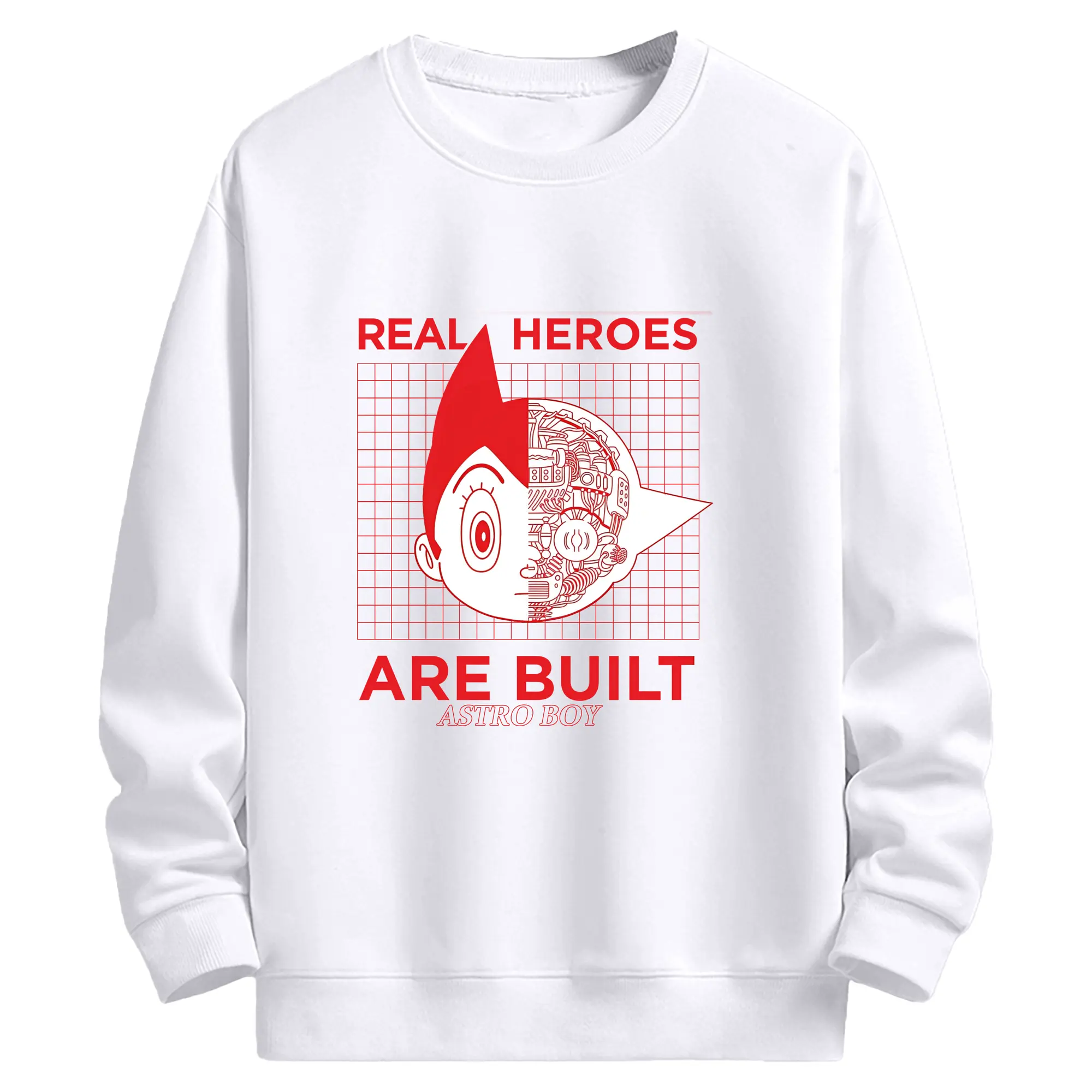 鉄腕アトム スーパーヒーロー限定 - 高品質 クルーネック スウェット ・ コットン59％ ポリエステル41％ ・ ユニセックス 長袖 トレーナー ・ カジュアル デイリー スポーツ 散歩用