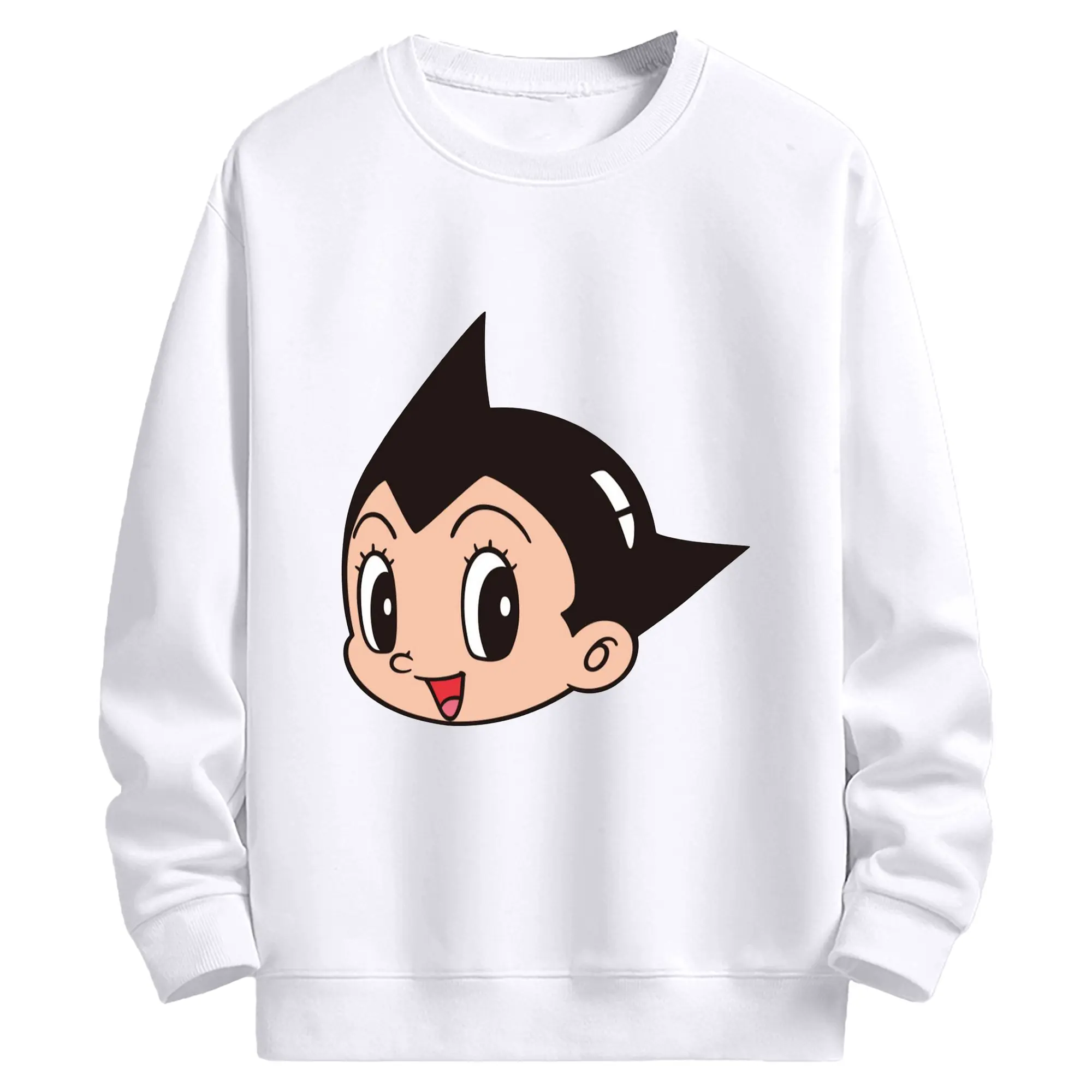 鉄腕アトムビッグフェイス - 高品質 クルーネック スウェット ・ コットン59％ ポリエステル41％ ・ ユニセックス 長袖 トレーナー ・ カジュアル デイリー スポーツ 散歩用
