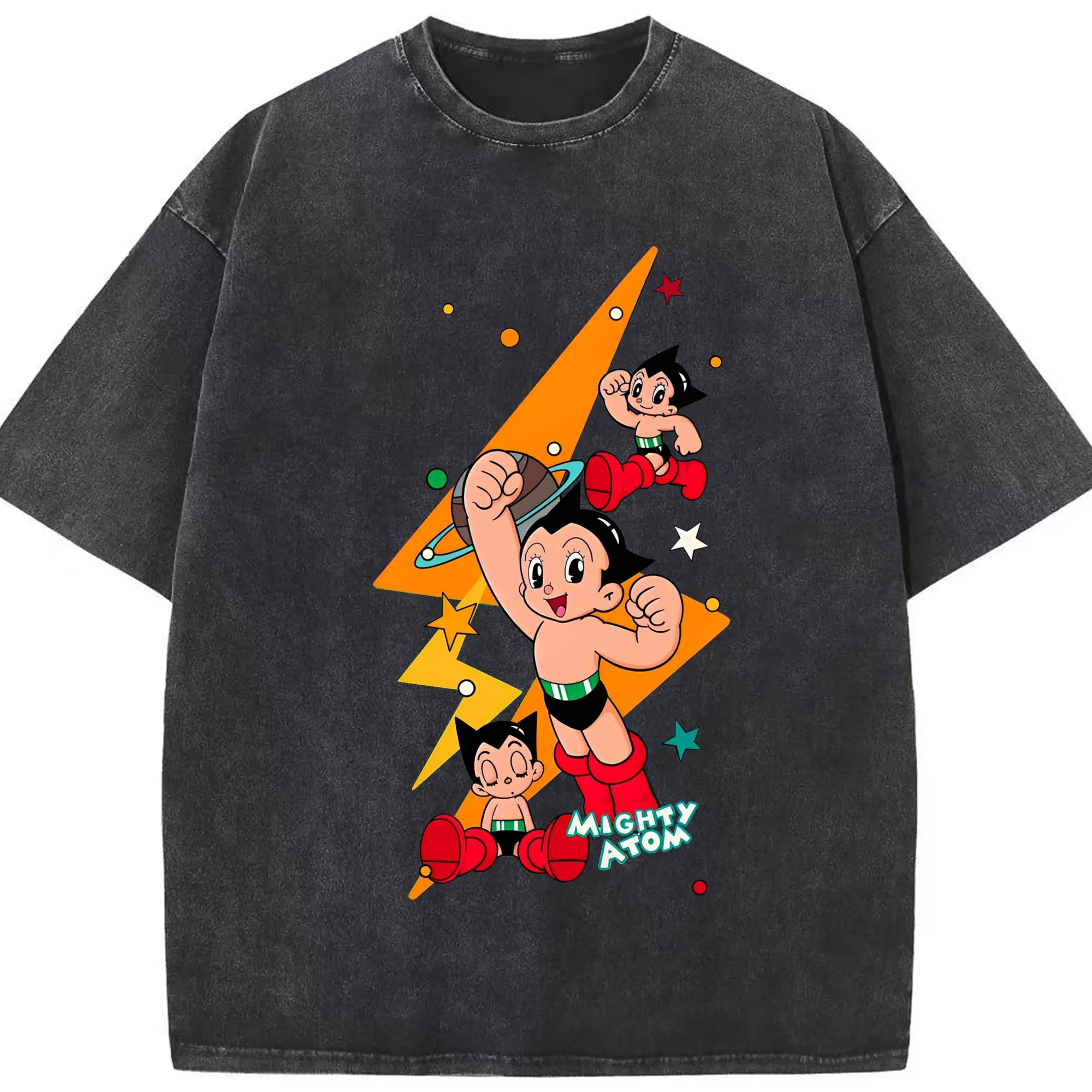 手冢治虫《Mighty Atom》新作 - 綿100％ ヴィンテージ風 半袖Tシャツ ・ フロントプリント ・ 柔らか肌触り ・ 通気性 快適 ・ スポーツ カジュアル 外出用