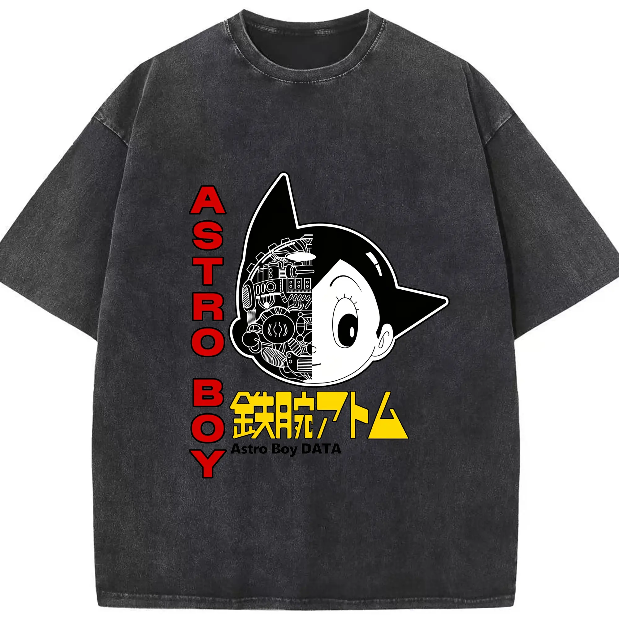 手塚治虫の名作「鉄腕アトム 」 - 綿100％ ヴィンテージ風 半袖Tシャツ ・ フロントプリント ・ 柔らか肌触り ・ 通気性 快適 ・ スポーツ カジュアル 外出用