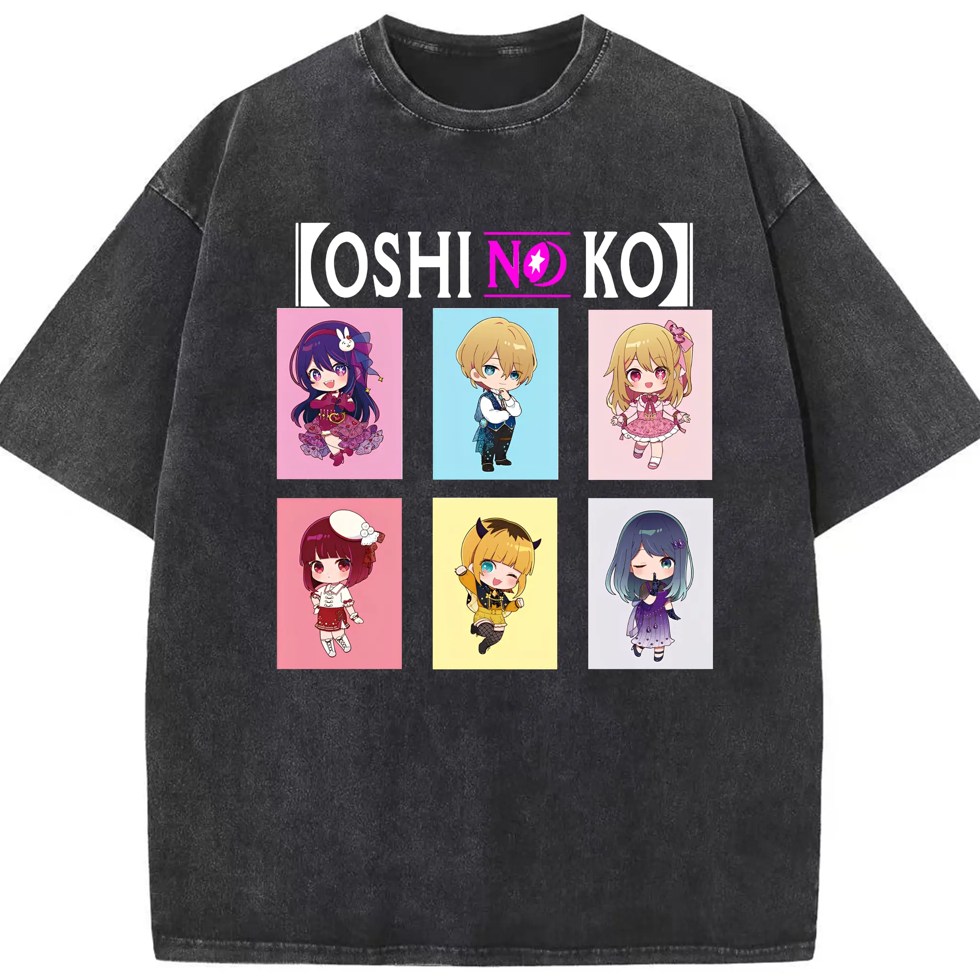 新作推しの子主人公チーム限定 - 綿100％ ヴィンテージ風 半袖Tシャツ ・ フロントプリント ・ 柔らか肌触り ・ 通気性 快適 ・ スポーツ カジュアル 外出用