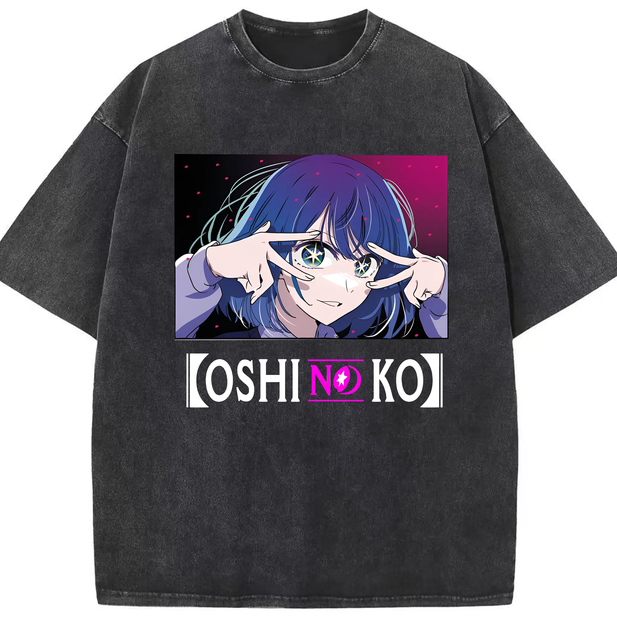 【推しの子】 黒川あかね - 綿100％ ヴィンテージ風 半袖Tシャツ ・ フロントプリント ・ 柔らか肌触り ・ 通気性 快適 ・ スポーツ カジュアル 外出用