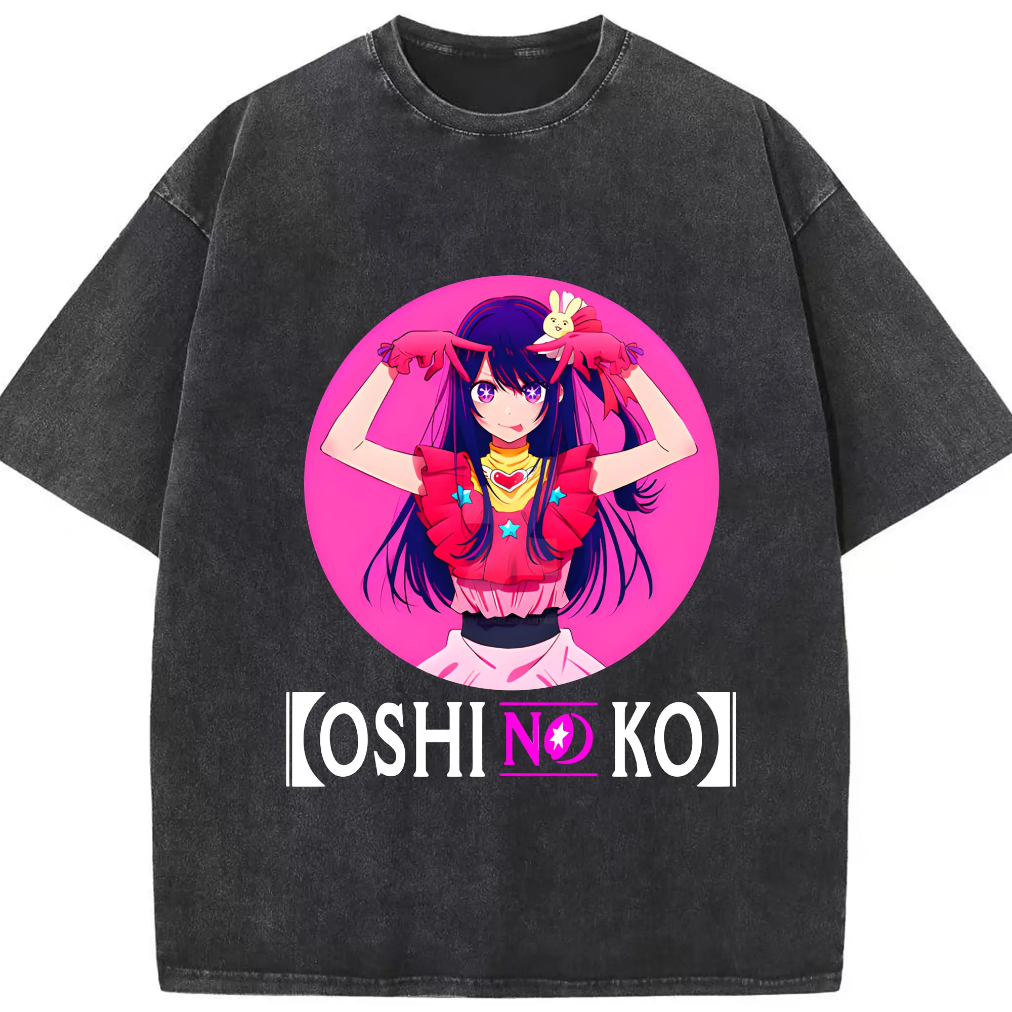 2025推しの子星野アイ限定 - 綿100％ ヴィンテージ風 半袖Tシャツ ・ フロントプリント ・ 柔らか肌触り ・ 通気性 快適 ・ スポーツ カジュアル 外出用