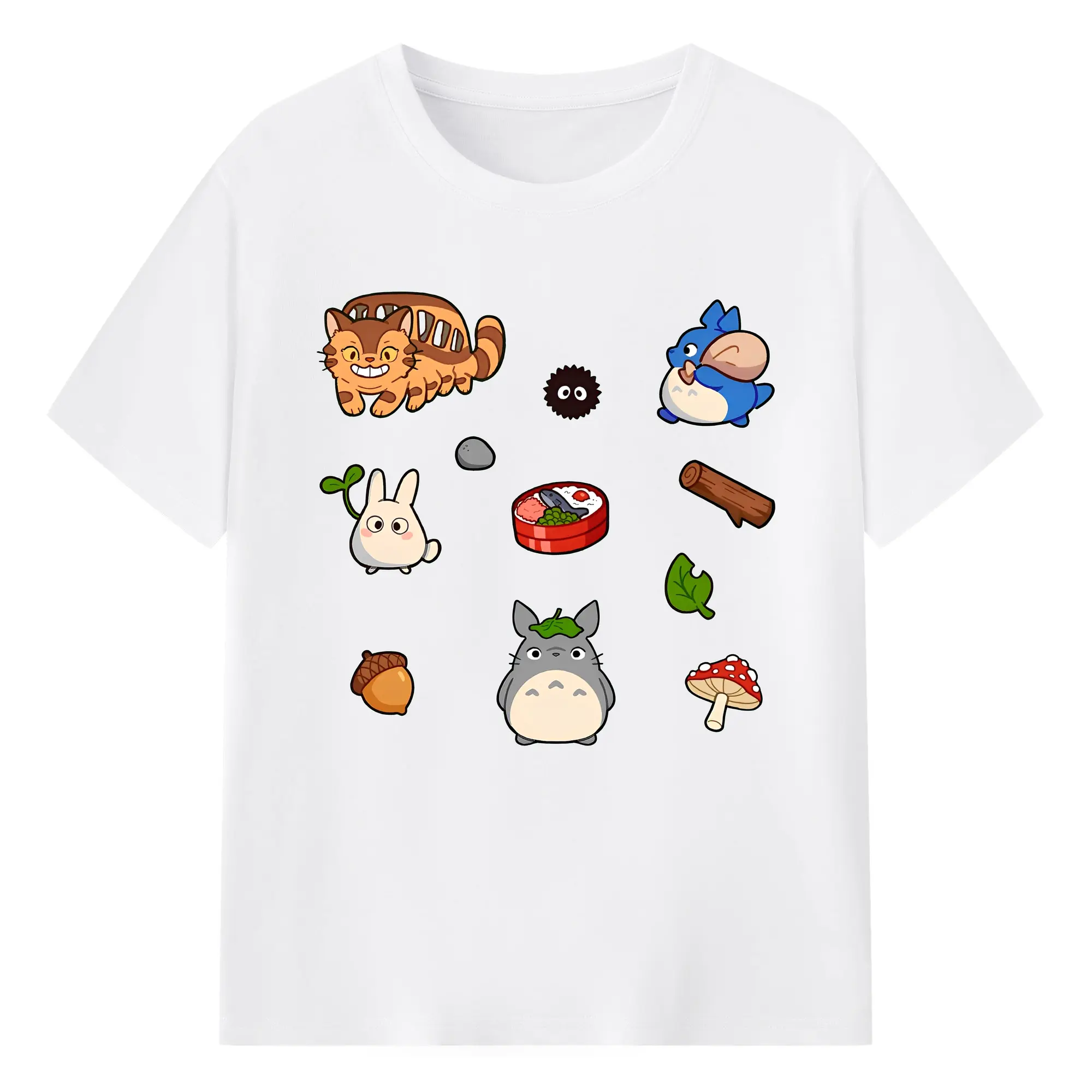 となりのトトロファミリー 数量限定 - 綿100％ 半袖Tシャツ ・ フロントプリント ・ 快適 通気性 ・ 日常使い 散歩 スポーツ用