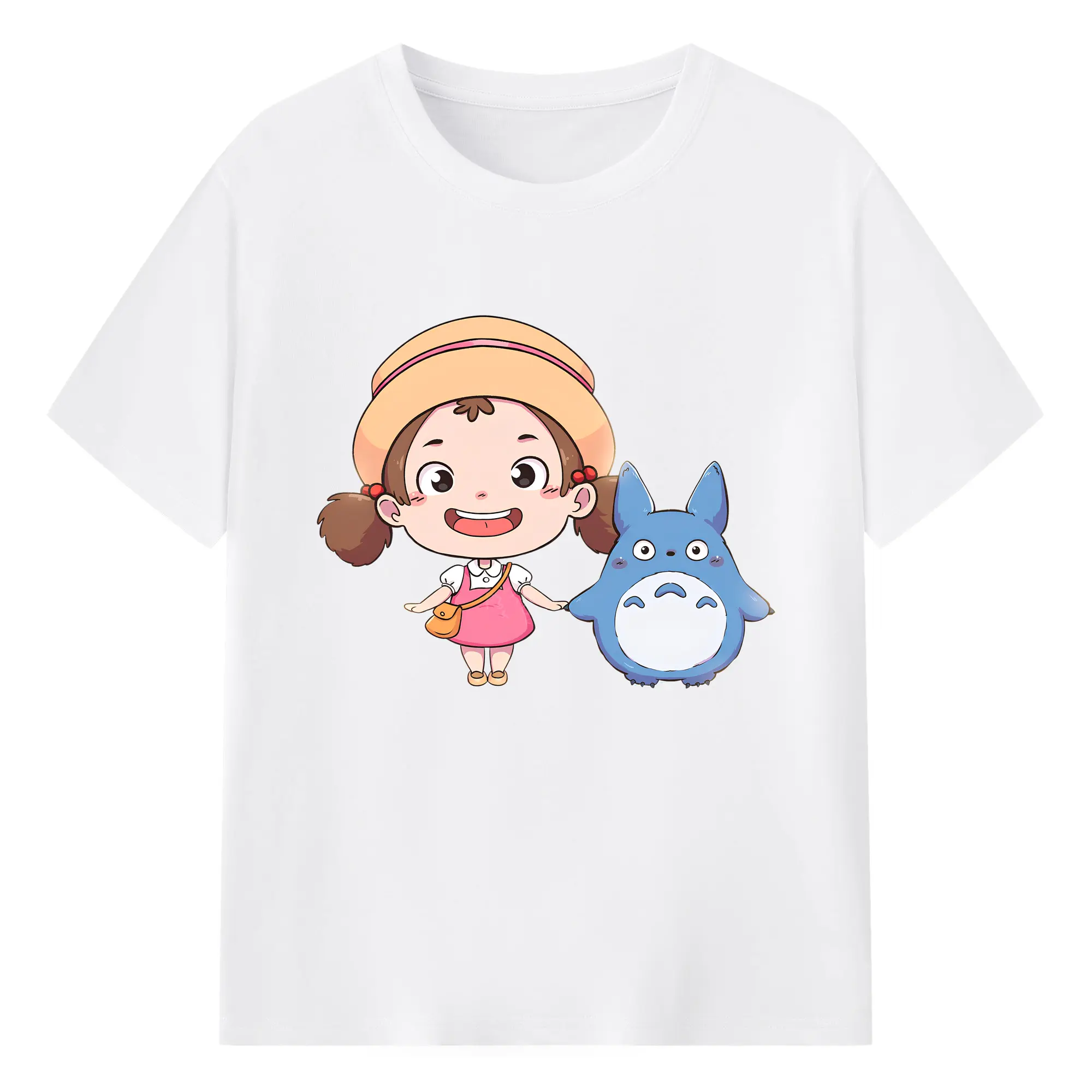 となりのトトロ可愛い草壁メイ - 綿100％ 半袖Tシャツ ・ フロントプリント ・ 快適 通気性 ・ 日常使い 散歩 スポーツ用