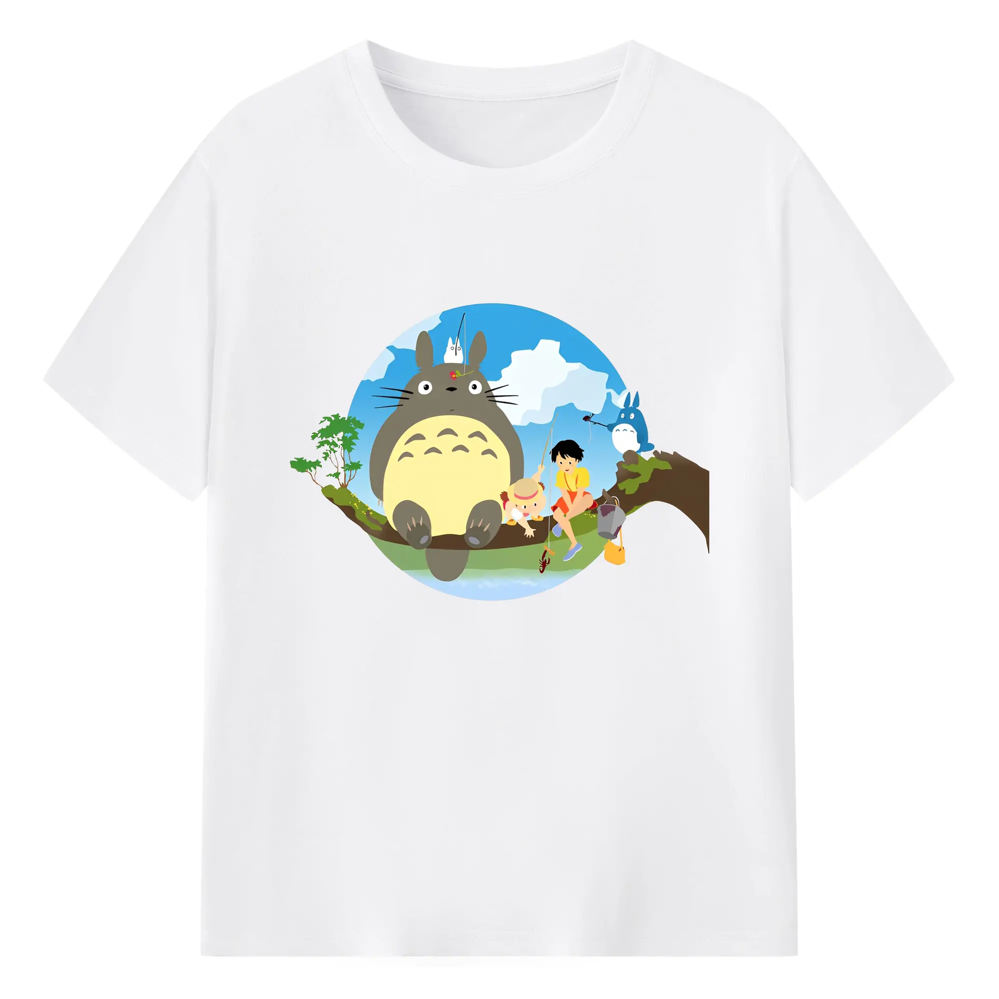 宮崎駿 アニメ トトロ キャラクター - 綿100％ 半袖Tシャツ ・ フロントプリント ・ 快適 通気性 ・ 日常使い 散歩 スポーツ用
