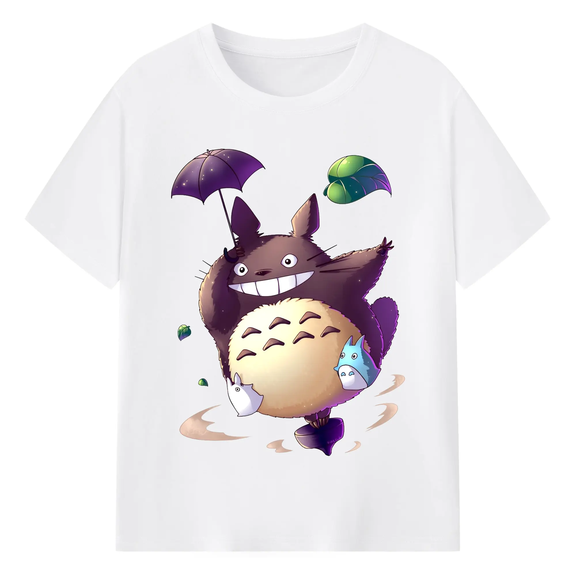 トトロ 飛翔キャラクター - 綿100％ 半袖Tシャツ ・ フロントプリント ・ 快適 通気性 ・ 日常使い 散歩 スポーツ用