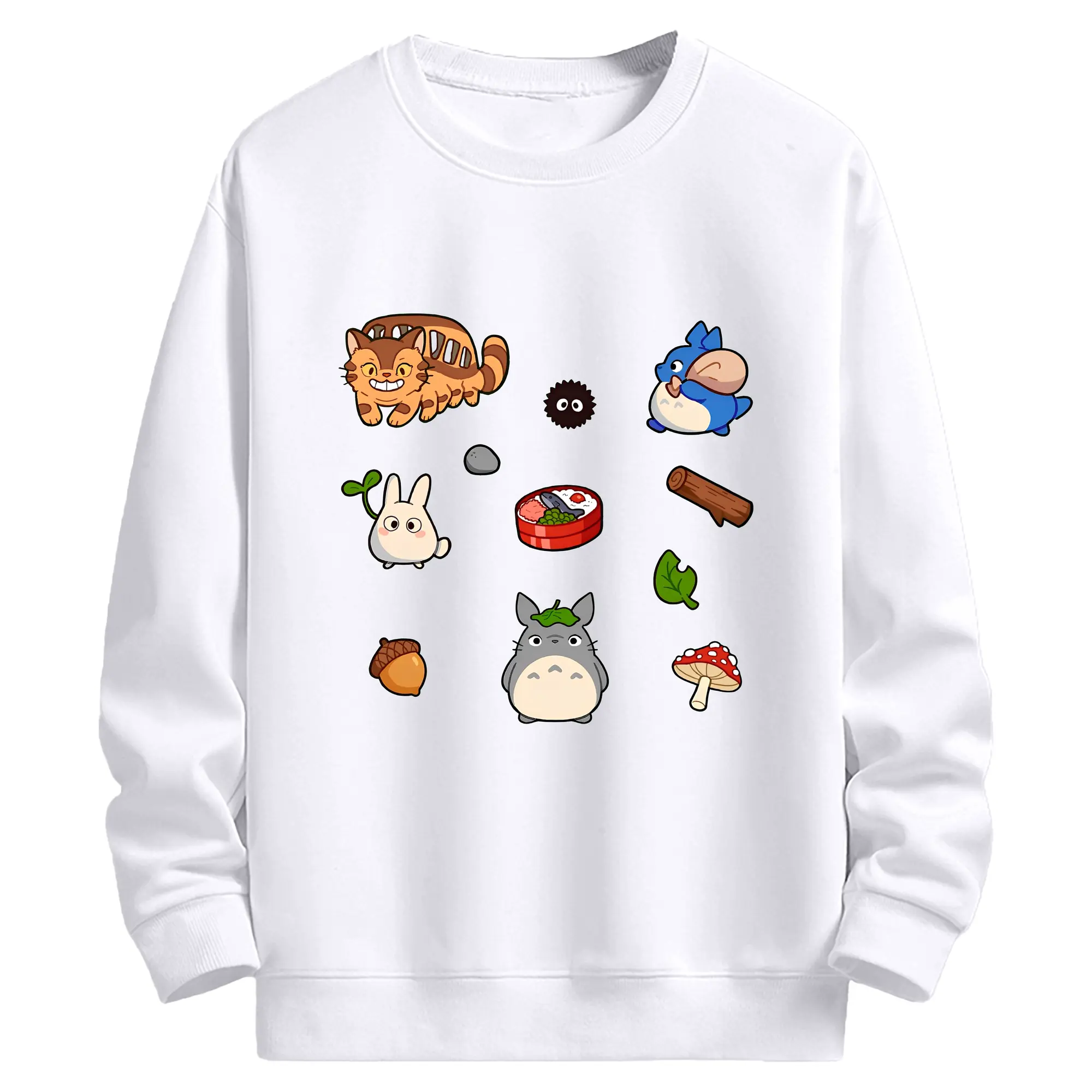 となりのトトロファミリー 数量限定 - 高品質 クルーネック スウェット ・ コットン59％ ポリエステル41％ ・ ユニセックス 長袖 トレーナー ・ カジュアル デイリー スポーツ 散歩用