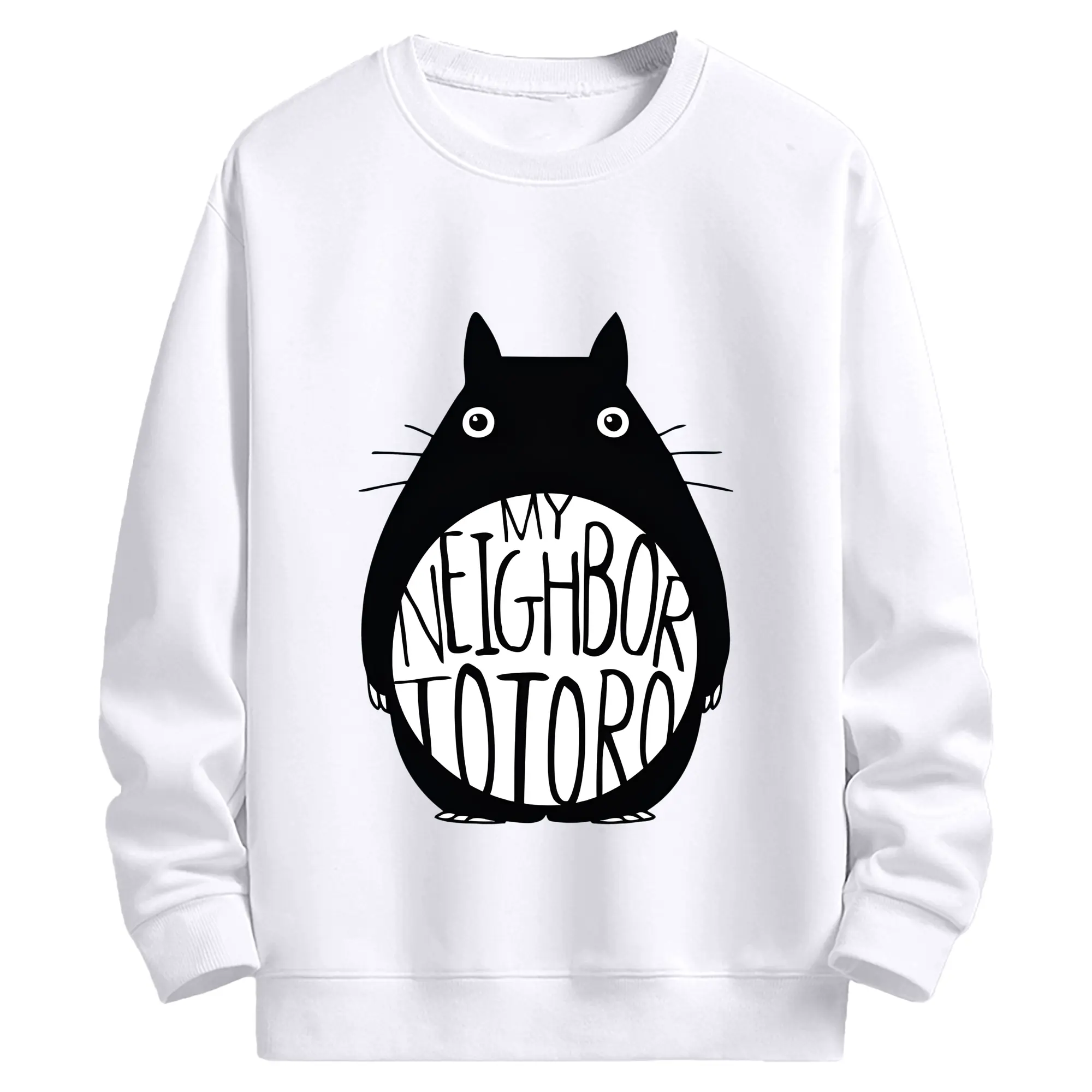 2025年新作宮崎駿となりのトトロ - 高品質 クルーネック スウェット ・ コットン59％ ポリエステル41％ ・ ユニセックス 長袖 トレーナー ・ カジュアル デイリー スポーツ 散歩用
