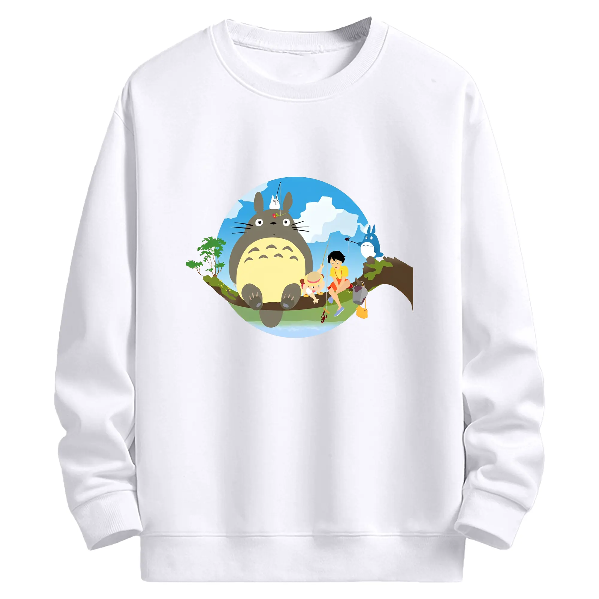 宮崎駿 アニメ トトロ キャラクター - 高品質 クルーネック スウェット ・ コットン59％ ポリエステル41％ ・ ユニセックス 長袖 トレーナー ・ カジュアル デイリー スポーツ 散歩用