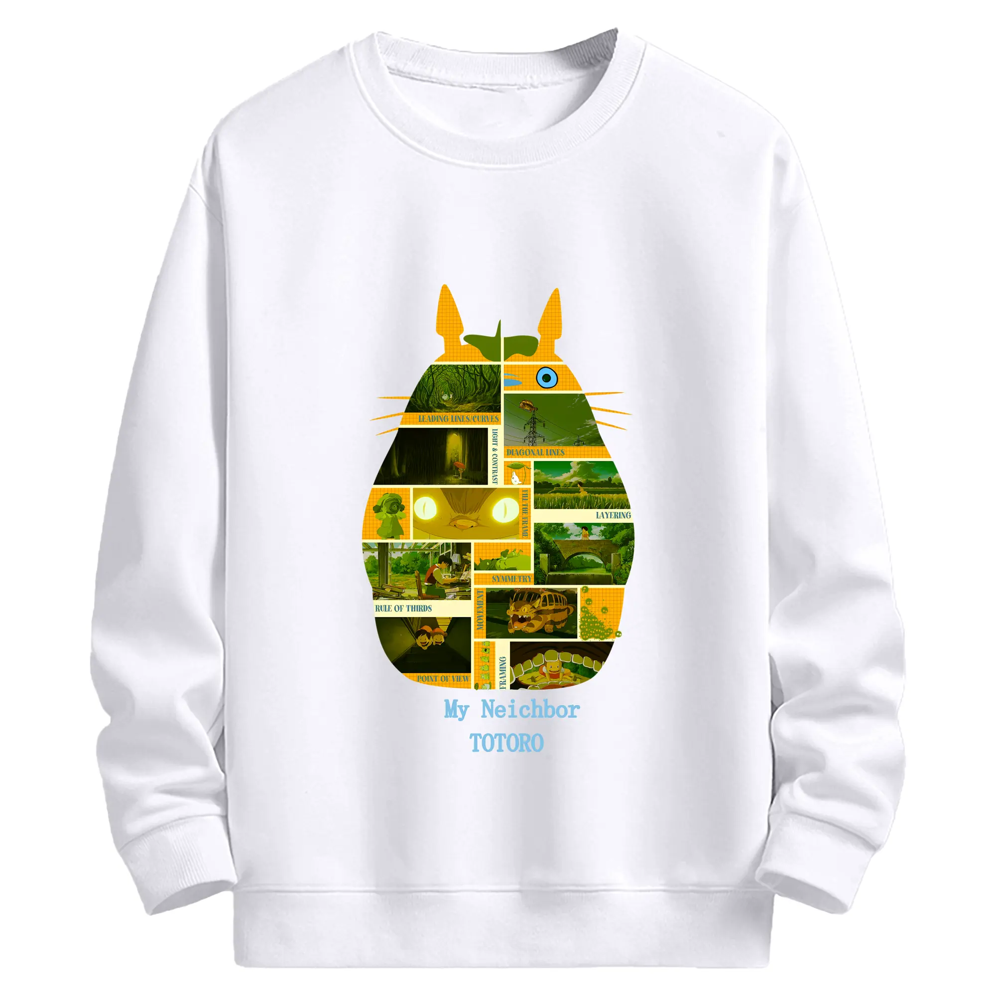 となりのトトロアニメ 名場面 限定 - 高品質 クルーネック スウェット ・ コットン59％ ポリエステル41％ ・ ユニセックス 長袖 トレーナー ・ カジュアル デイリー スポーツ 散歩用