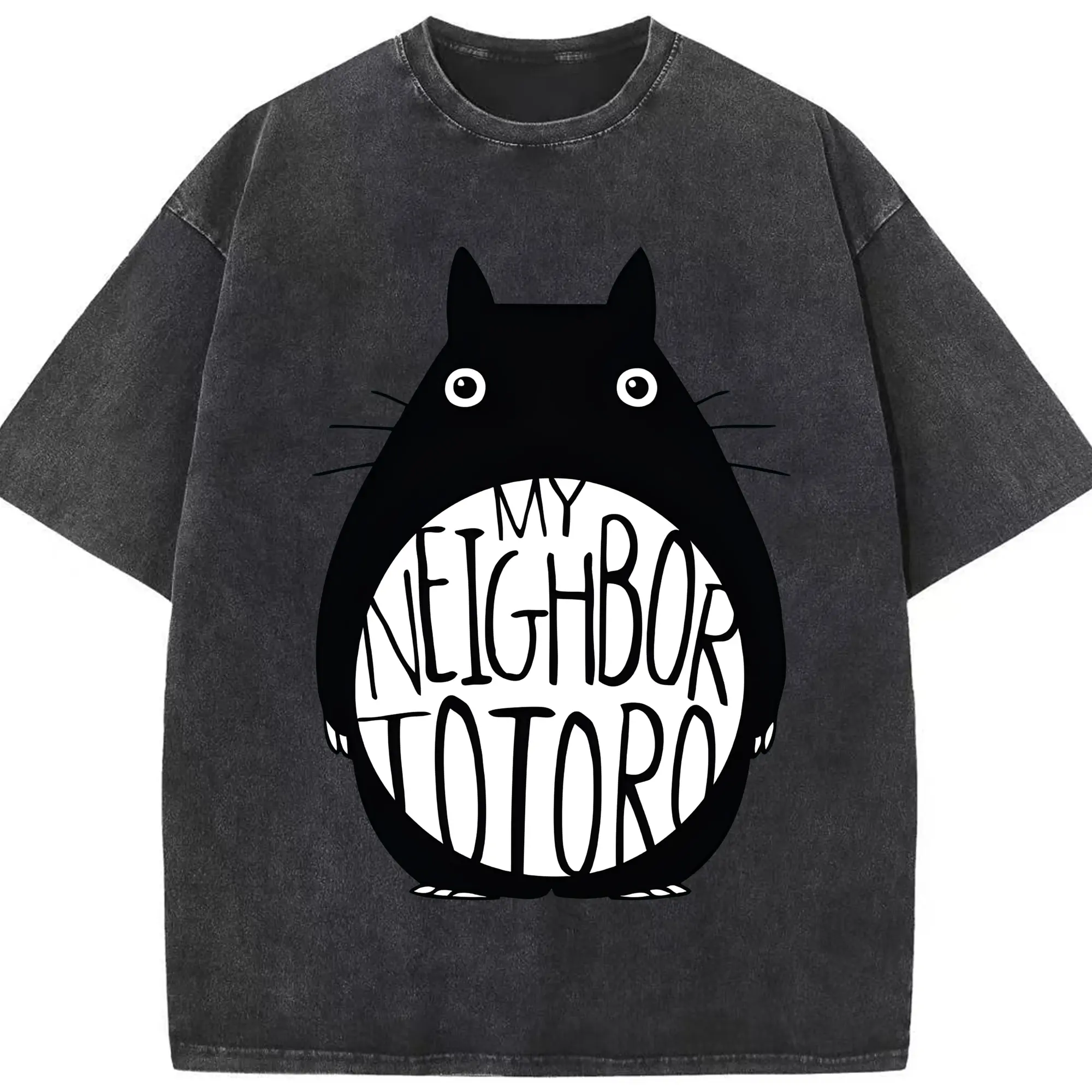 2025年新作宮崎駿となりのトトロ - 綿100％ ヴィンテージ風 半袖Tシャツ ・ フロントプリント ・ 柔らか肌触り ・ 通気性 快適 ・ スポーツ カジュアル 外出用