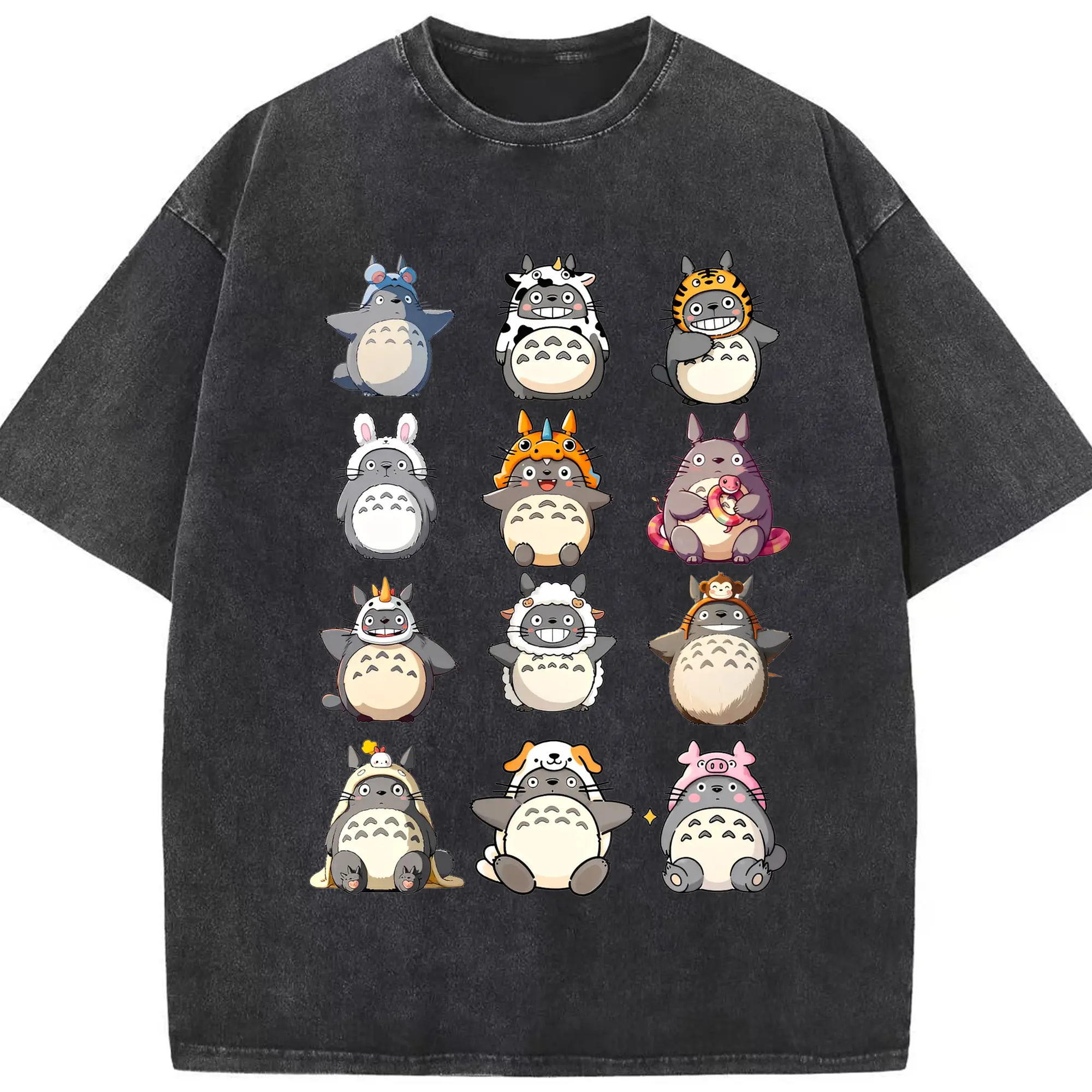 人気 トトロ 十二支コス 限定 - 綿100％ ヴィンテージ風 半袖Tシャツ ・ フロントプリント ・ 柔らか肌触り ・ 通気性 快適 ・ スポーツ カジュアル 外出用