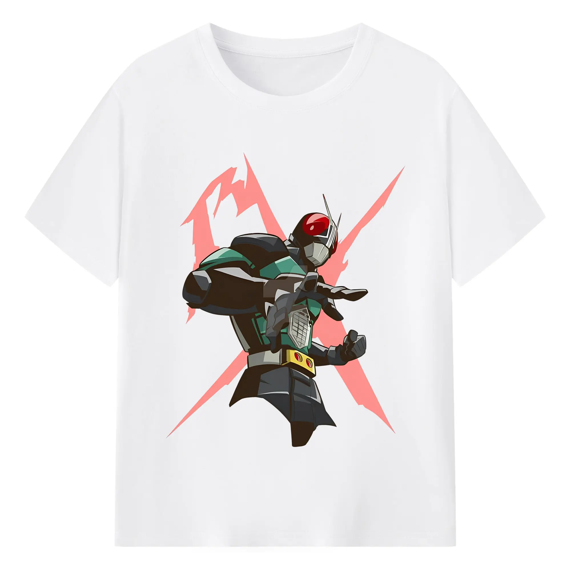 初代「仮面ライダー」 - 綿100％ 半袖Tシャツ ・ フロントプリント ・ 快適 通気性 ・ 日常使い 散歩 スポーツ用