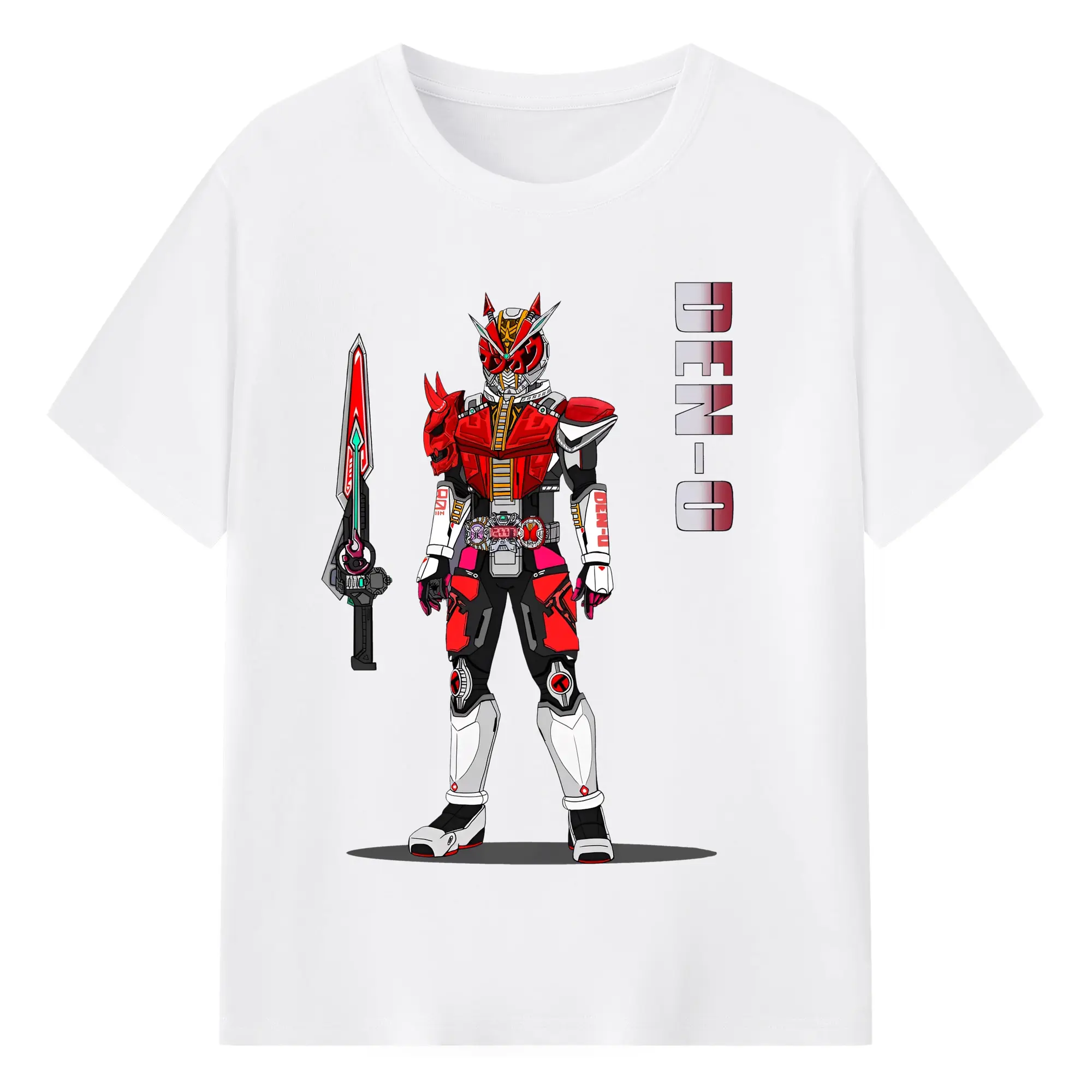 仮面ライダーDen-O - 綿100％ 半袖Tシャツ ・ フロントプリント ・ 快適 通気性 ・ 日常使い 散歩 スポーツ用