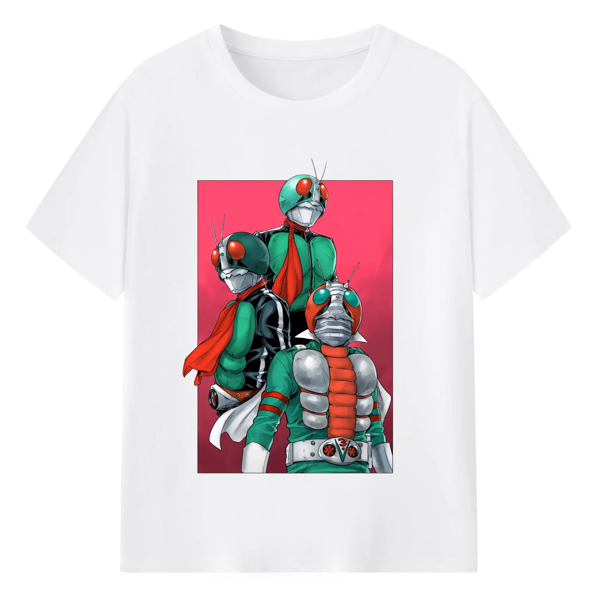 人気特撮 仮面ライダーV3シリーズ グッズ - 綿100％ 半袖Tシャツ ・ フロントプリント ・ 快適 通気性 ・ 日常使い 散歩 スポーツ用