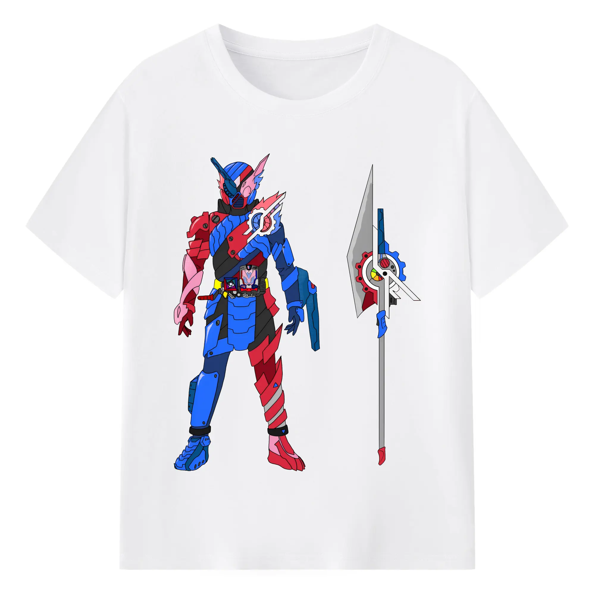 仮面ライダービルド最終フォーム グッズ - 綿100％ 半袖Tシャツ ・ フロントプリント ・ 快適 通気性 ・ 日常使い 散歩 スポーツ用