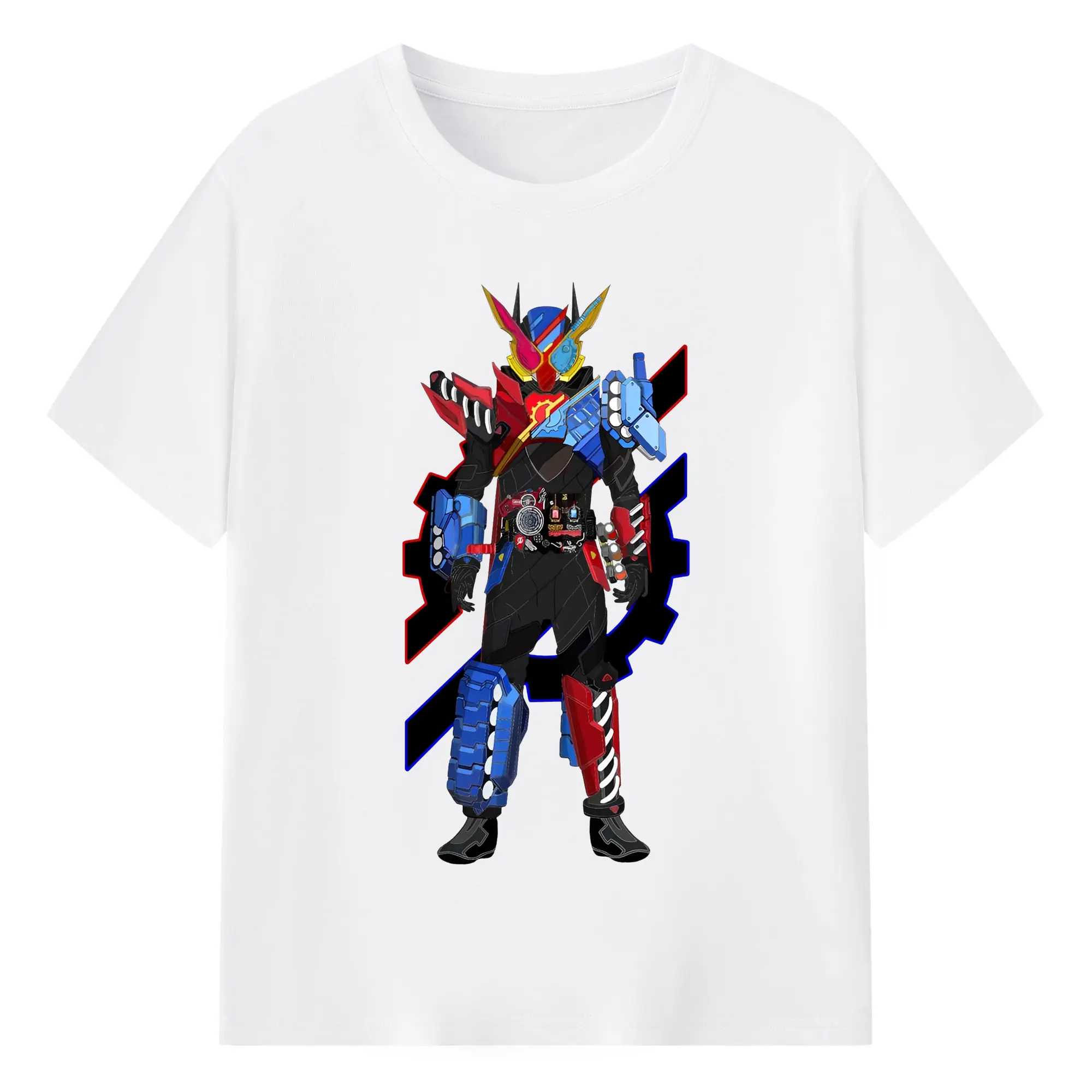 仮面ライダービルド - 綿100％ 半袖Tシャツ ・ フロントプリント ・ 快適 通気性 ・ 日常使い 散歩 スポーツ用