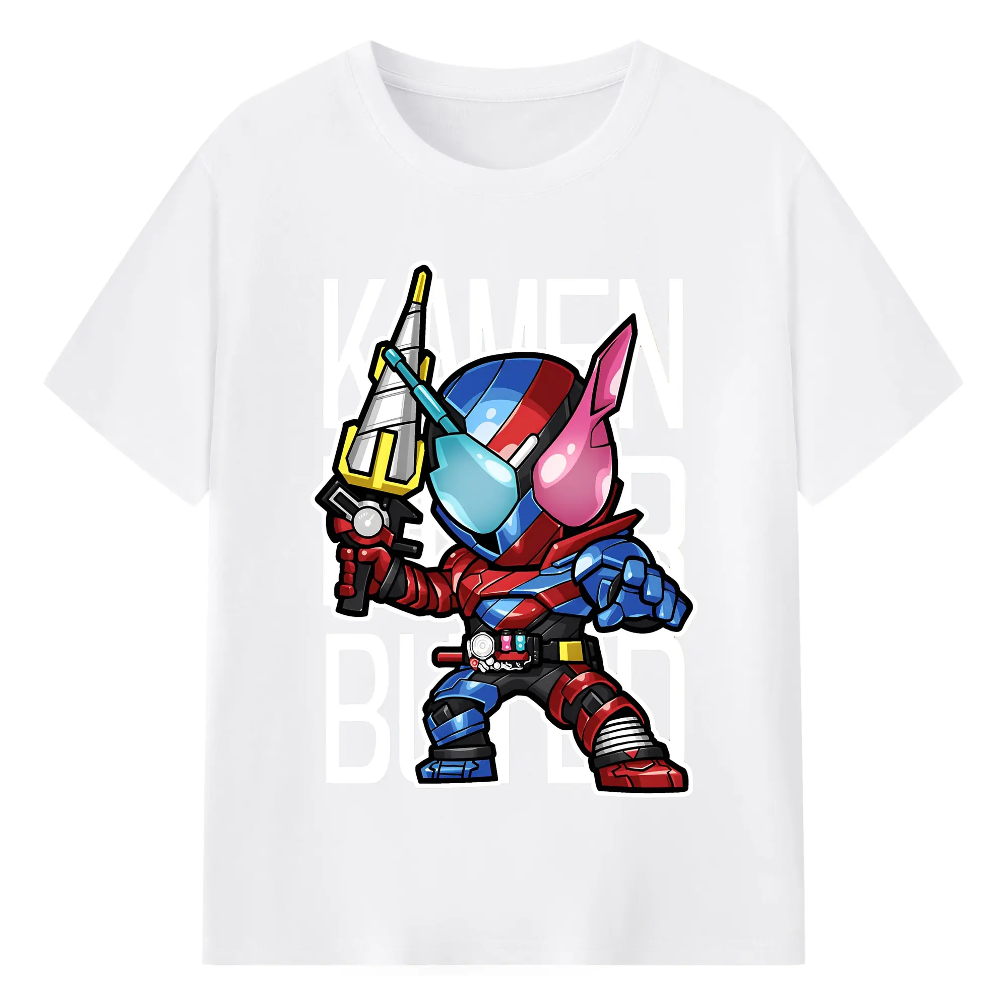 仮面ライダービルドアニメ - 綿100％ 半袖Tシャツ ・ フロントプリント ・ 快適 通気性 ・ 日常使い 散歩 スポーツ用