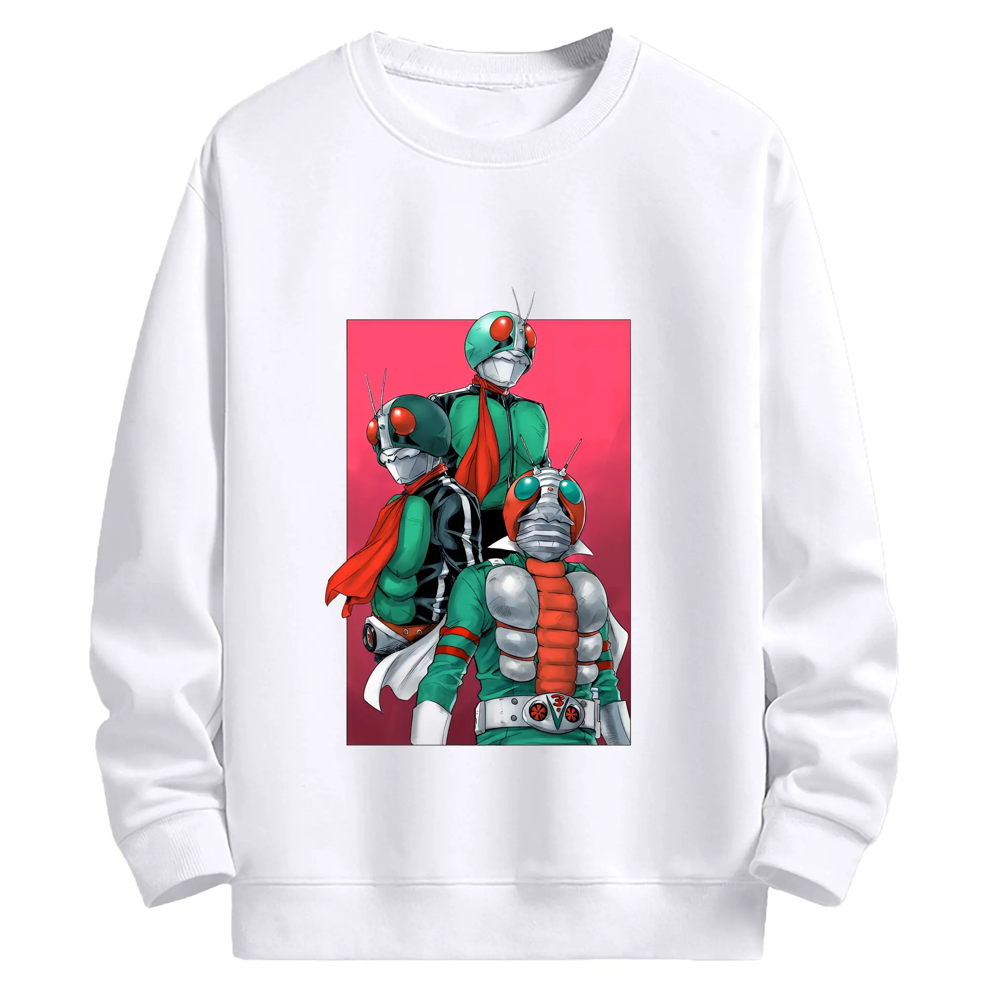 人気特撮 仮面ライダーV3シリーズ グッズ - 高品質 クルーネック スウェット ・ コットン59％ ポリエステル41％ ・ ユニセックス 長袖 トレーナー ・ カジュアル デイリー スポーツ 散歩用