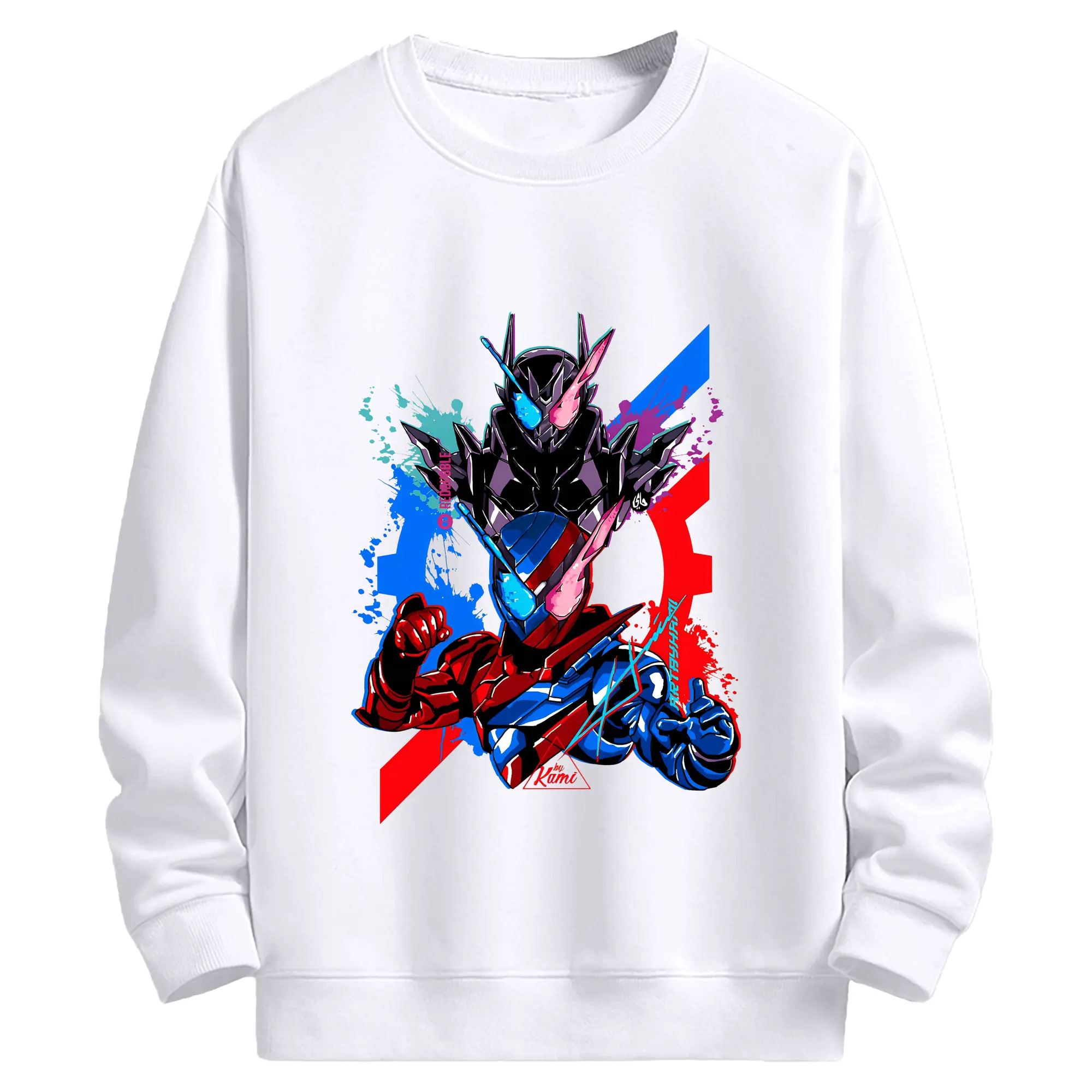 仮面ライダービルド ラビットタンクハザードフォーム - 高品質 クルーネック スウェット ・ コットン59％ ポリエステル41％ ・ ユニセックス 長袖 トレーナー ・ カジュアル デイリー スポーツ 散歩用