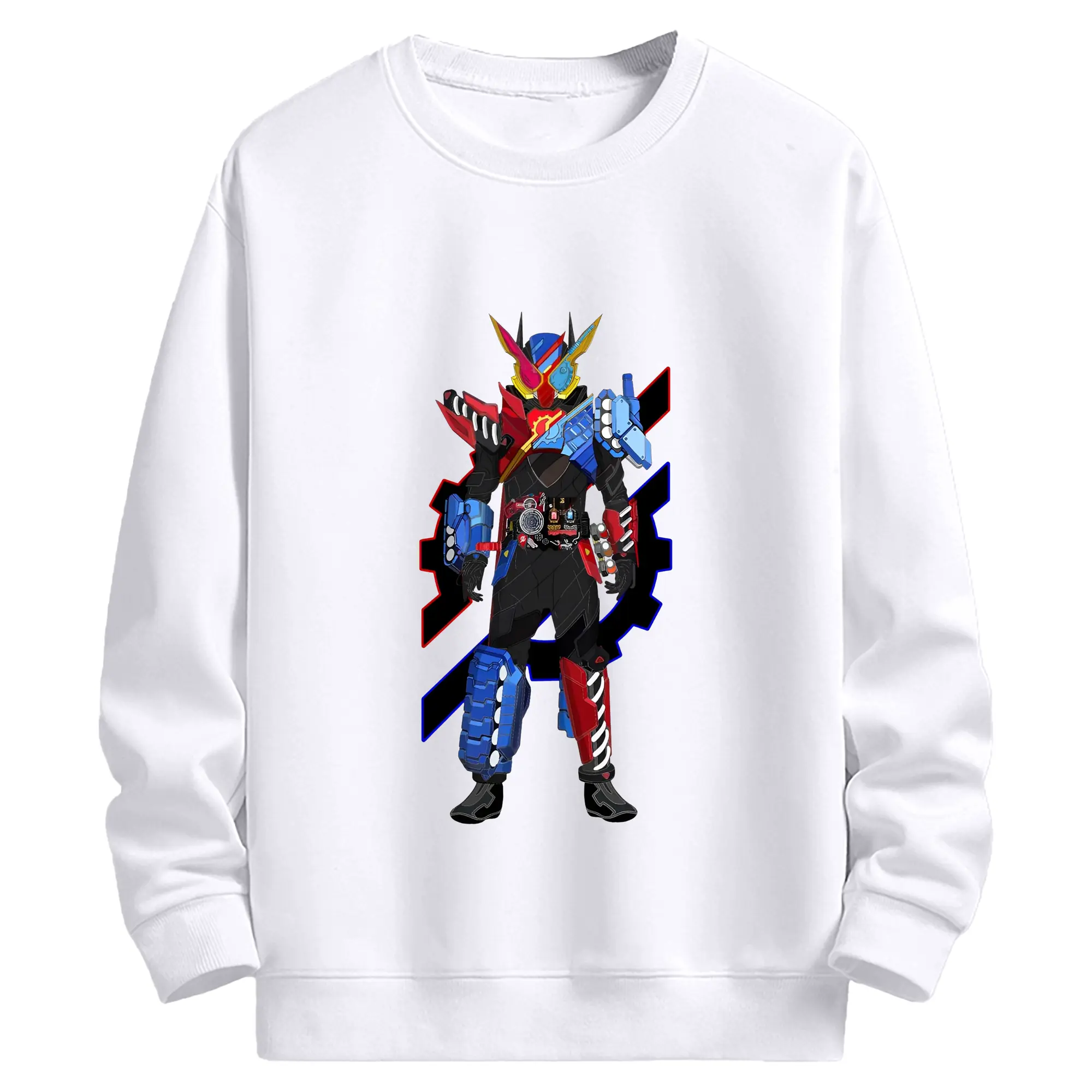 仮面ライダービルド - 高品質 クルーネック スウェット ・ コットン59％ ポリエステル41％ ・ ユニセックス 長袖 トレーナー ・ カジュアル デイリー スポーツ 散歩用