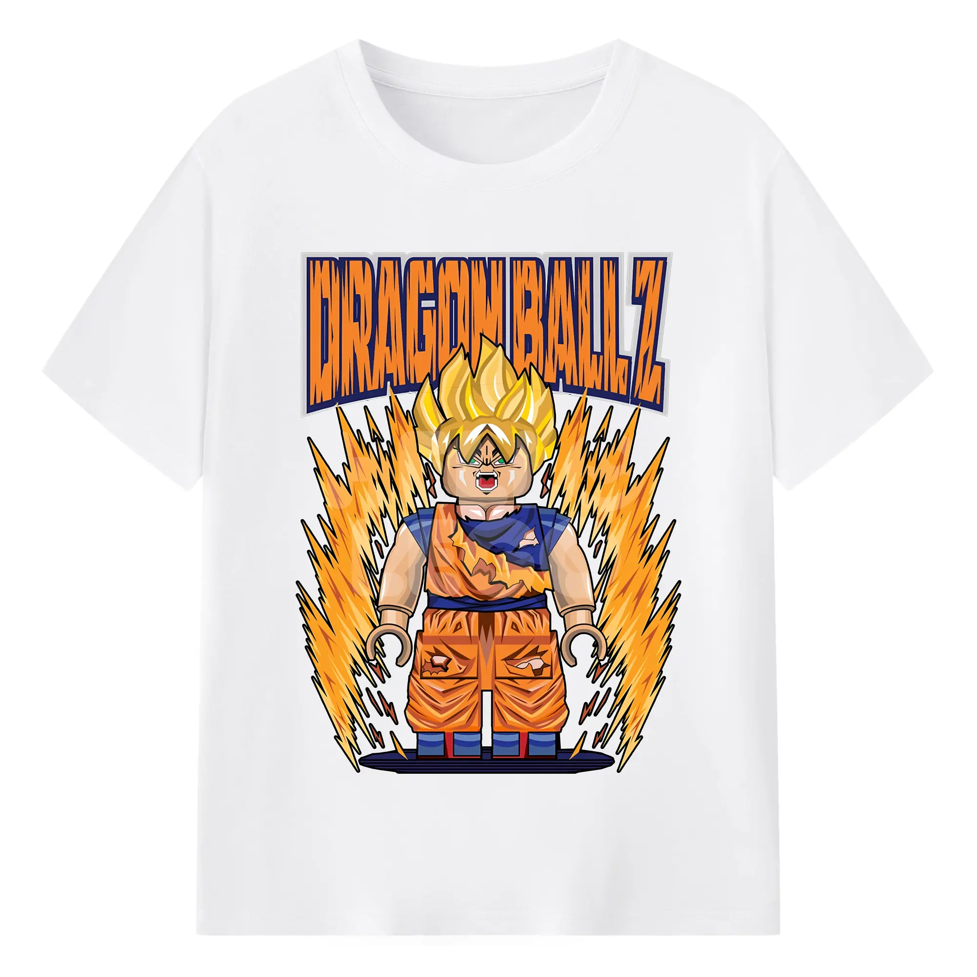 レゴ × ドラゴンボール 悟空 限定 - 綿100％ 半袖Tシャツ ・ フロントプリント ・ 快適 通気性 ・ 日常使い 散歩 スポーツ用