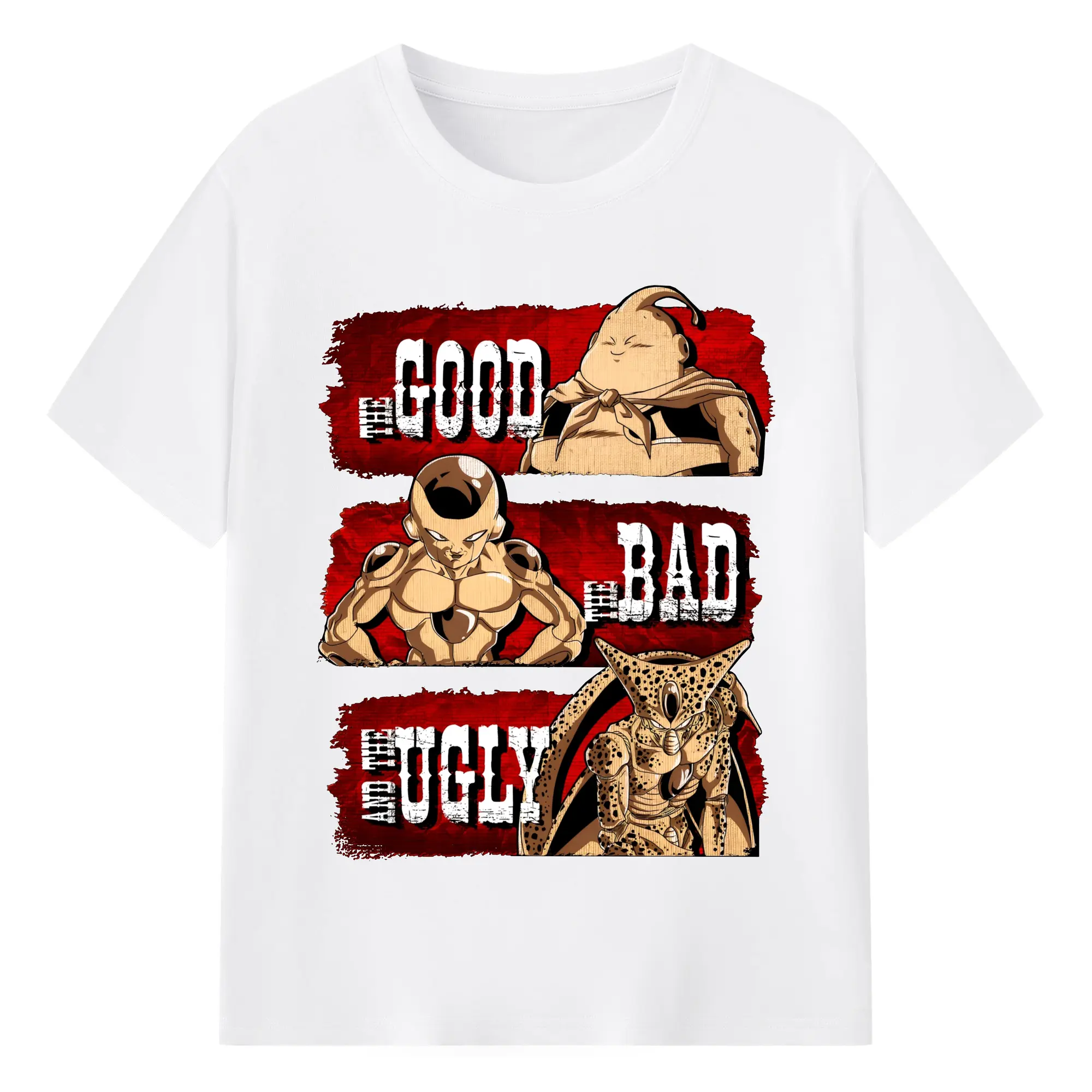 ドラゴンボール魔人ブウフリーザセル - 綿100％ 半袖Tシャツ ・ フロントプリント ・ 快適 通気性 ・ 日常使い 散歩 スポーツ用