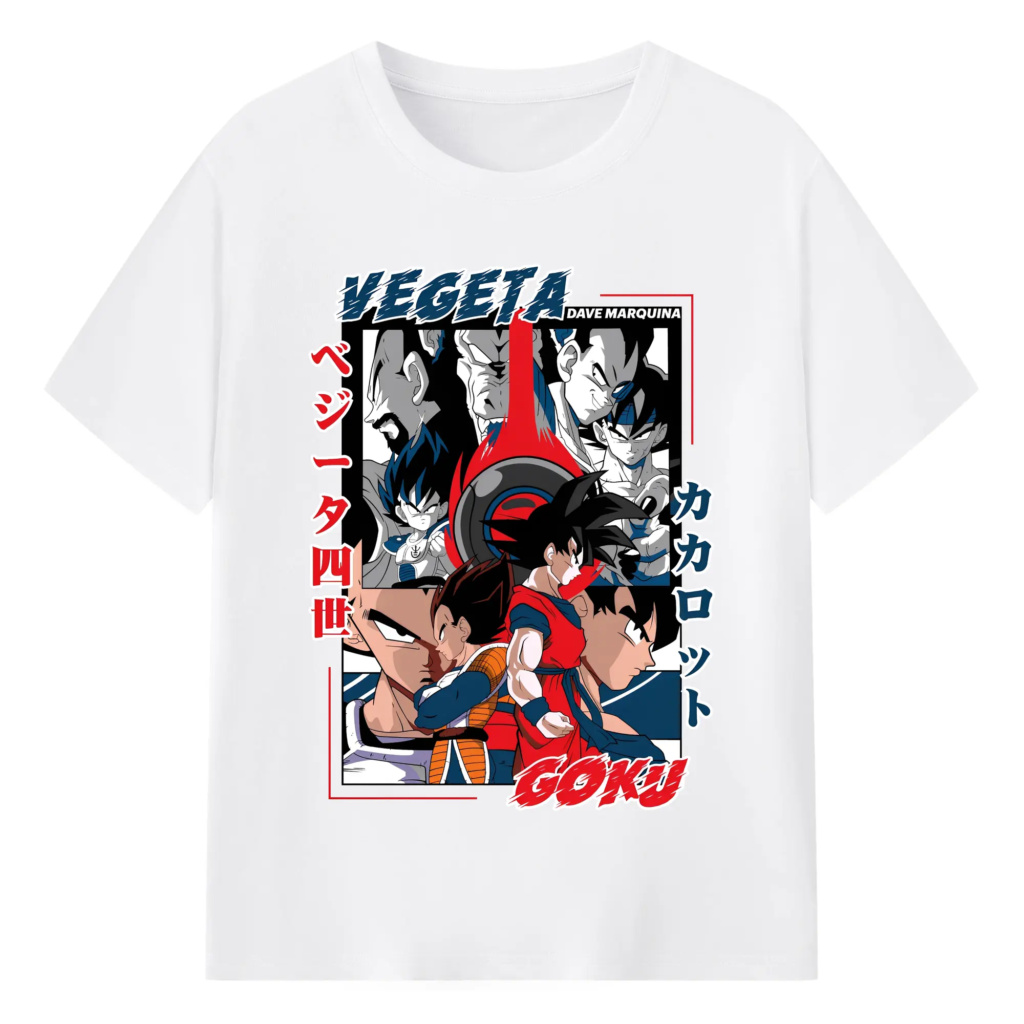 ドラゴンボールベジータ四世カカロツト - 綿100％ 半袖Tシャツ ・ フロントプリント ・ 快適 通気性 ・ 日常使い 散歩 スポーツ用