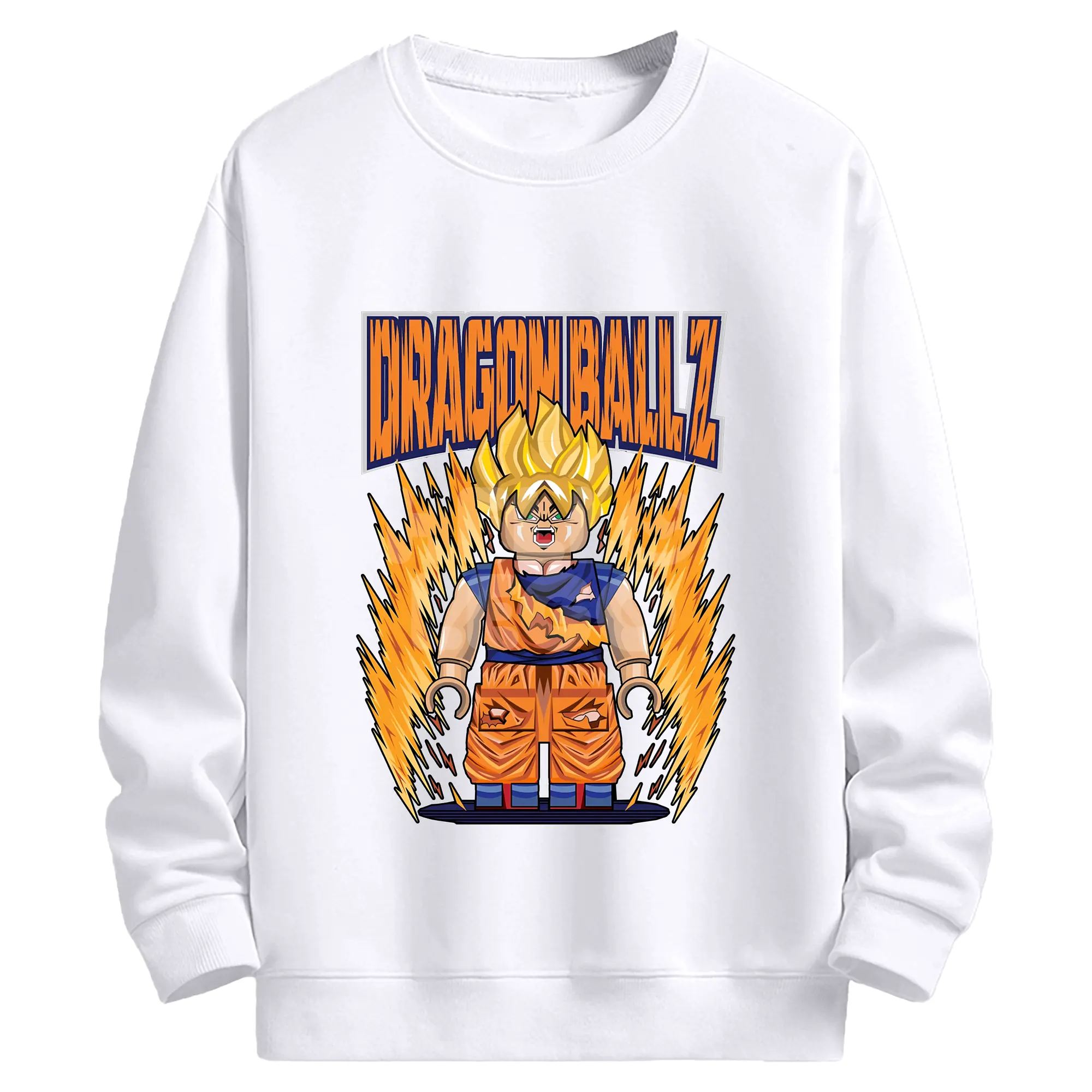 レゴ × ドラゴンボール 悟空 限定 - 高品質 クルーネック スウェット ・ コットン59％ ポリエステル41％ ・ ユニセックス 長袖 トレーナー ・ カジュアル デイリー スポーツ 散歩用