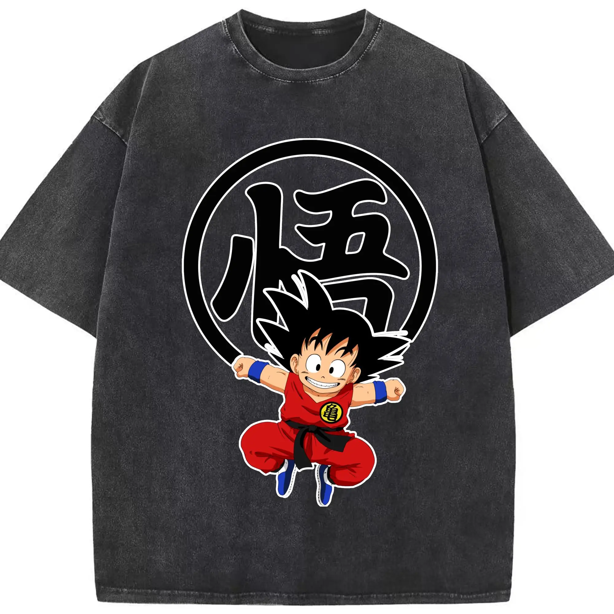 孫悟空 ベーシックスタイル - 綿100％ ヴィンテージ風 半袖Tシャツ ・ フロントプリント ・ 柔らか肌触り ・ 通気性 快適 ・ スポーツ カジュアル 外出用