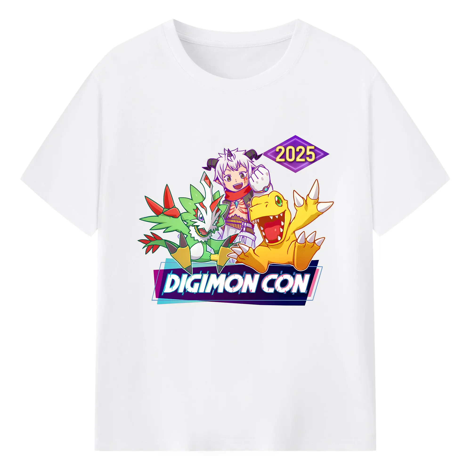 2025デジモンアグモン＆仲間たち 大人気 - 綿100％ 半袖Tシャツ ・ フロントプリント ・ 快適 通気性 ・ 日常使い 散歩 スポーツ用