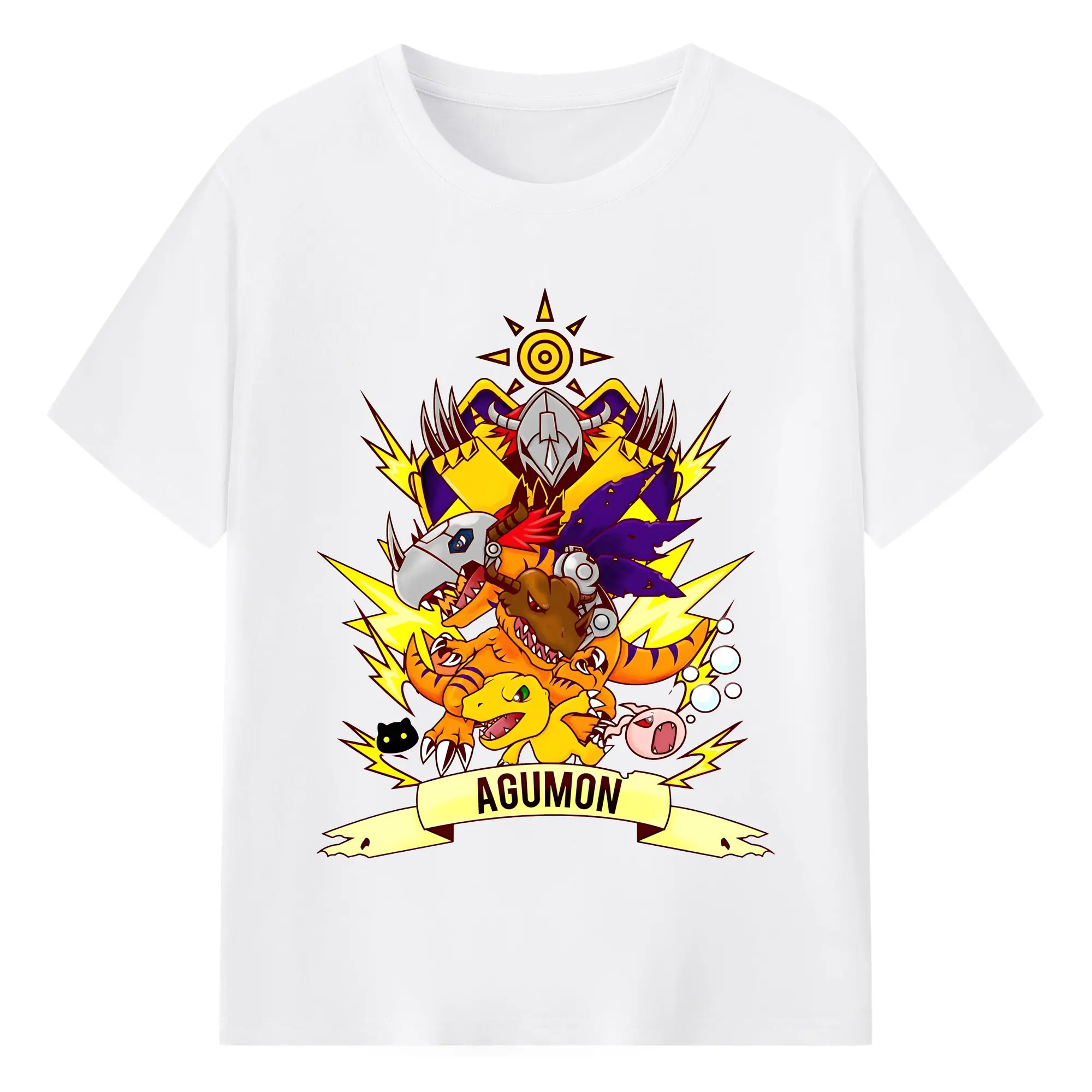 2025デジモン 人気キャラクター 限定 - 綿100％ 半袖Tシャツ ・ フロントプリント ・ 快適 通気性 ・ 日常使い 散歩 スポーツ用