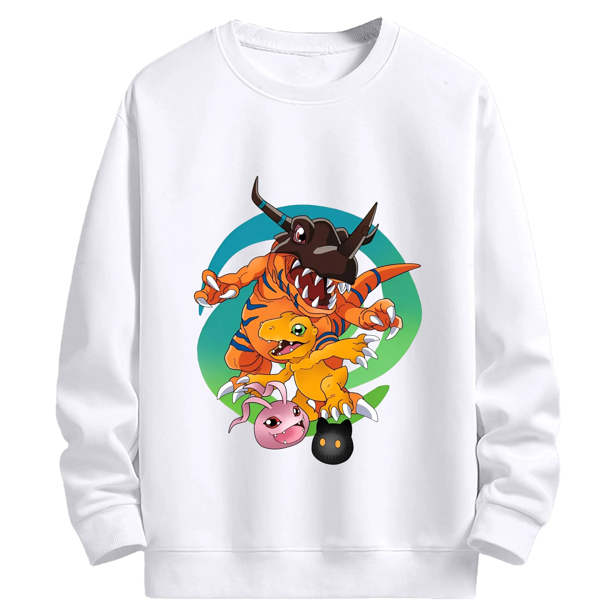 人気アグモングレイモンコロモン - 高品質 クルーネック スウェット ・ コットン59％ ポリエステル41％ ・ ユニセックス 長袖 トレーナー ・ カジュアル デイリー スポーツ 散歩用