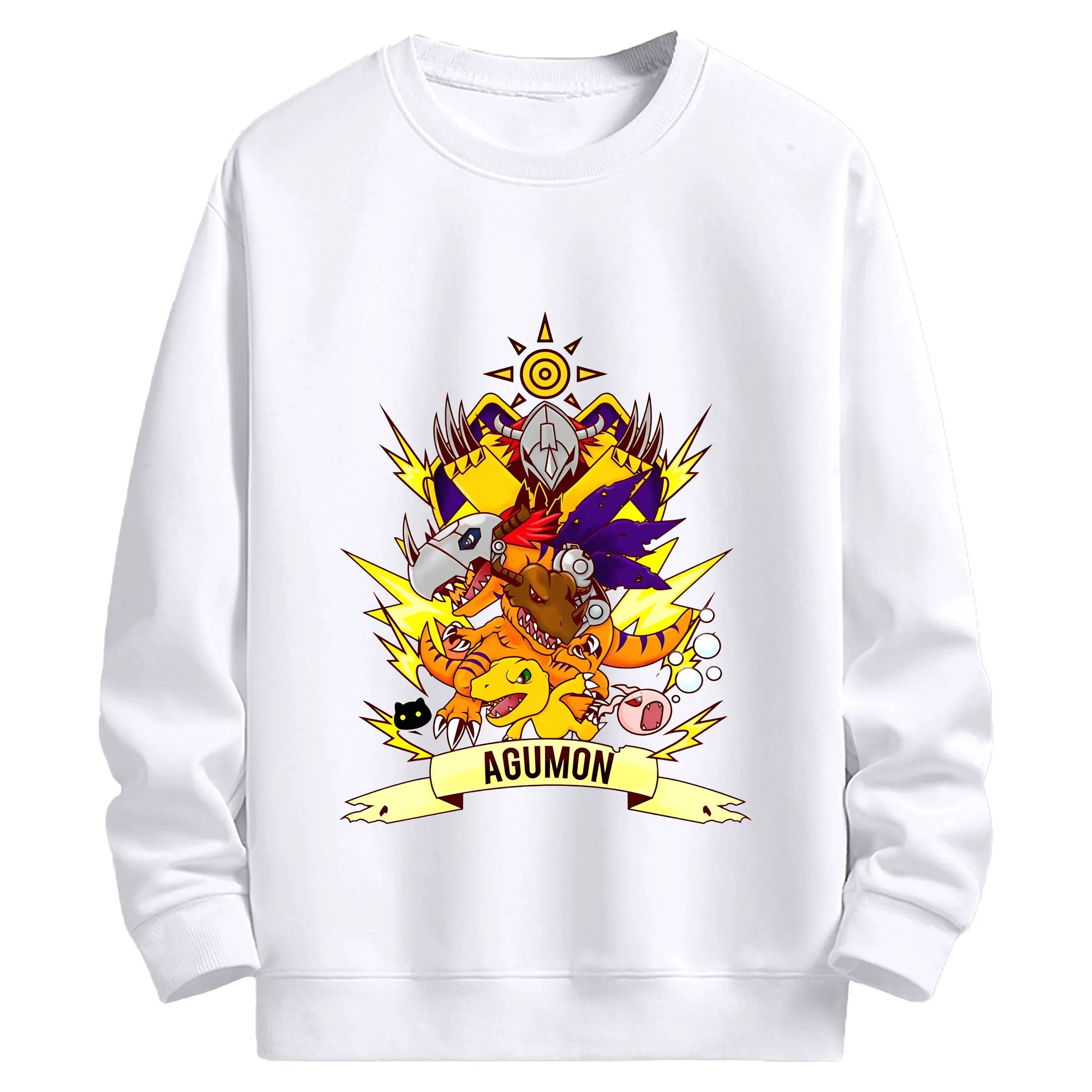 2025デジモン 人気キャラクター 限定 - 高品質 クルーネック スウェット ・ コットン59％ ポリエステル41％ ・ ユニセックス 長袖 トレーナー ・ カジュアル デイリー スポーツ 散歩用