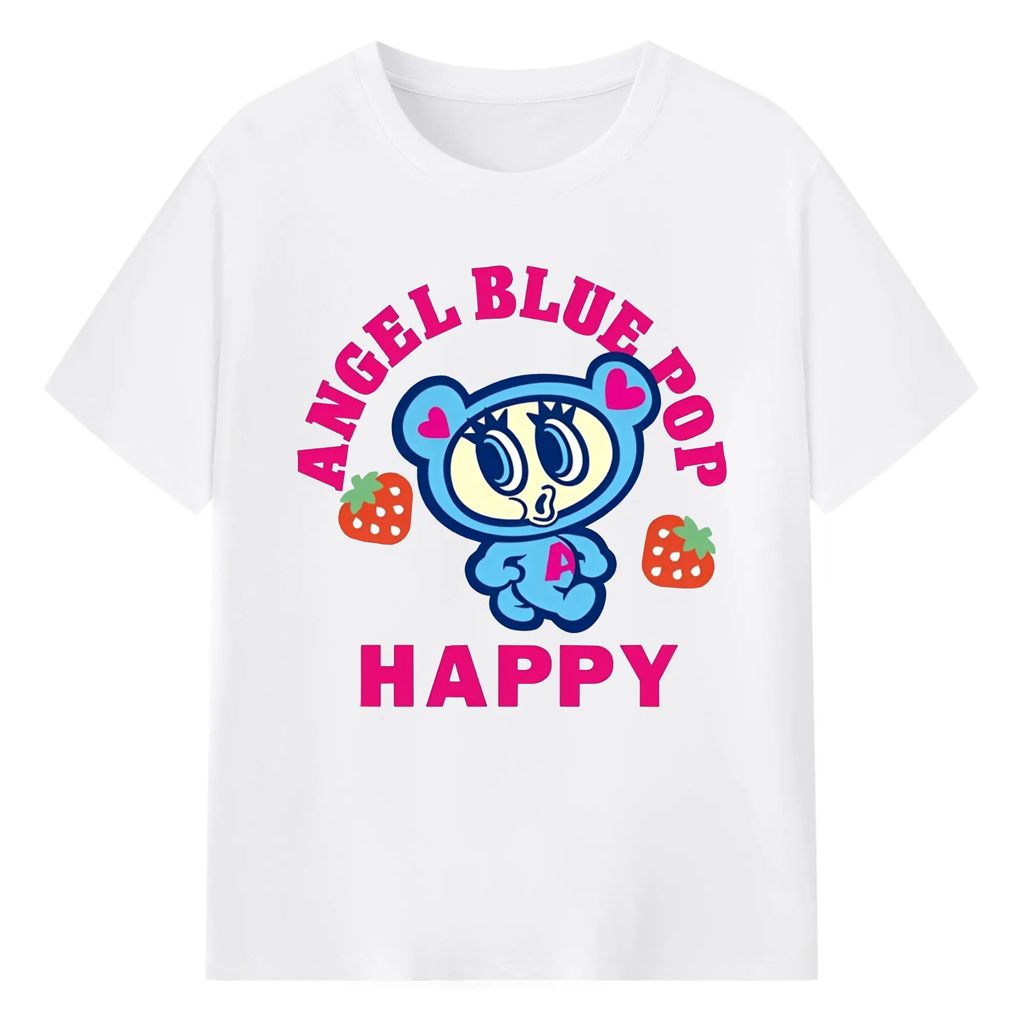 ハッピーストロベリーエンジェルブルーナカムラ君 - 綿100％ 半袖Tシャツ ・ フロントプリント ・ 快適 通気性 ・ 日常使い 散歩 スポーツ用