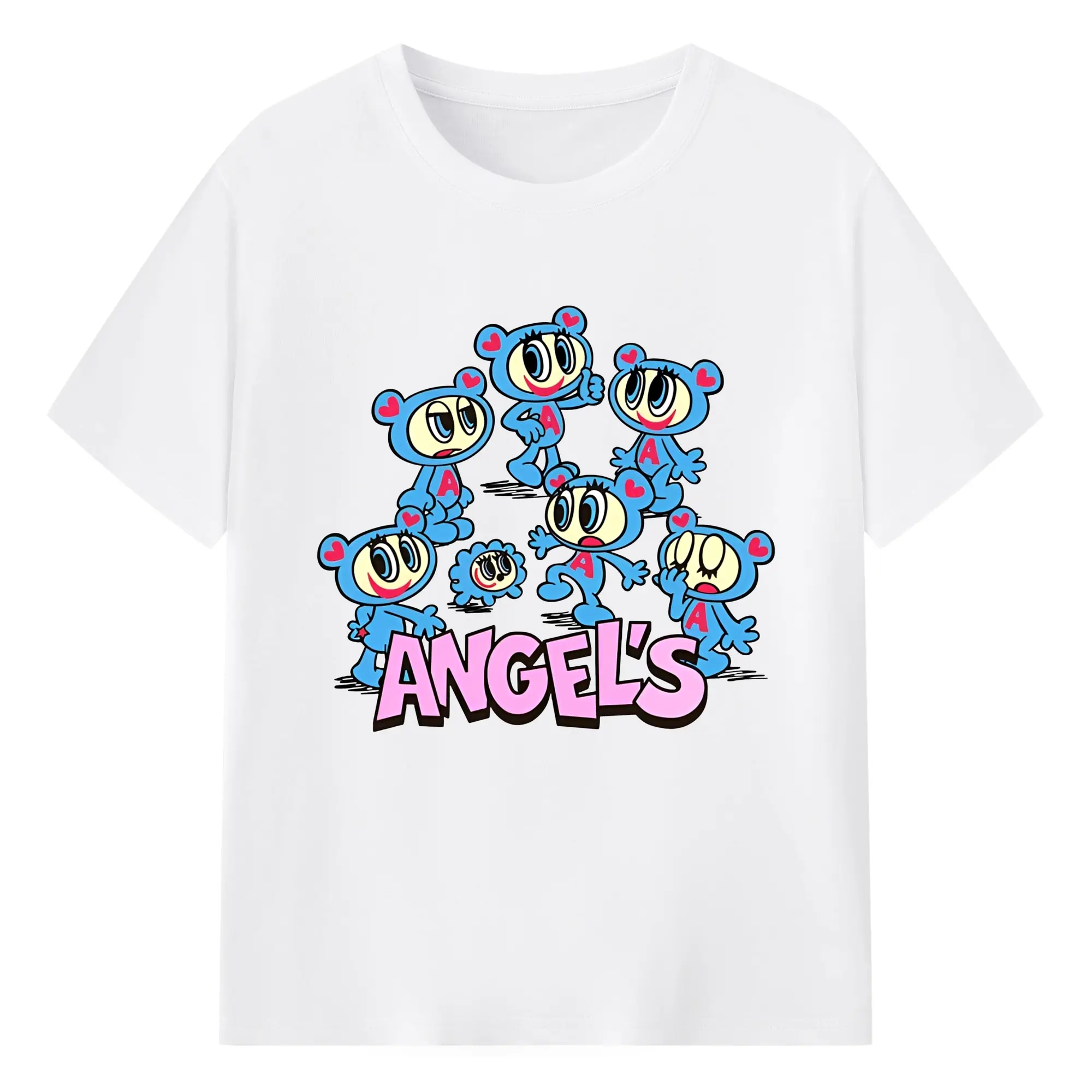 【限定】エンジェルブルーナカムラ君 - 綿100％ 半袖Tシャツ ・ フロントプリント ・ 快適 通気性 ・ 日常使い 散歩 スポーツ用