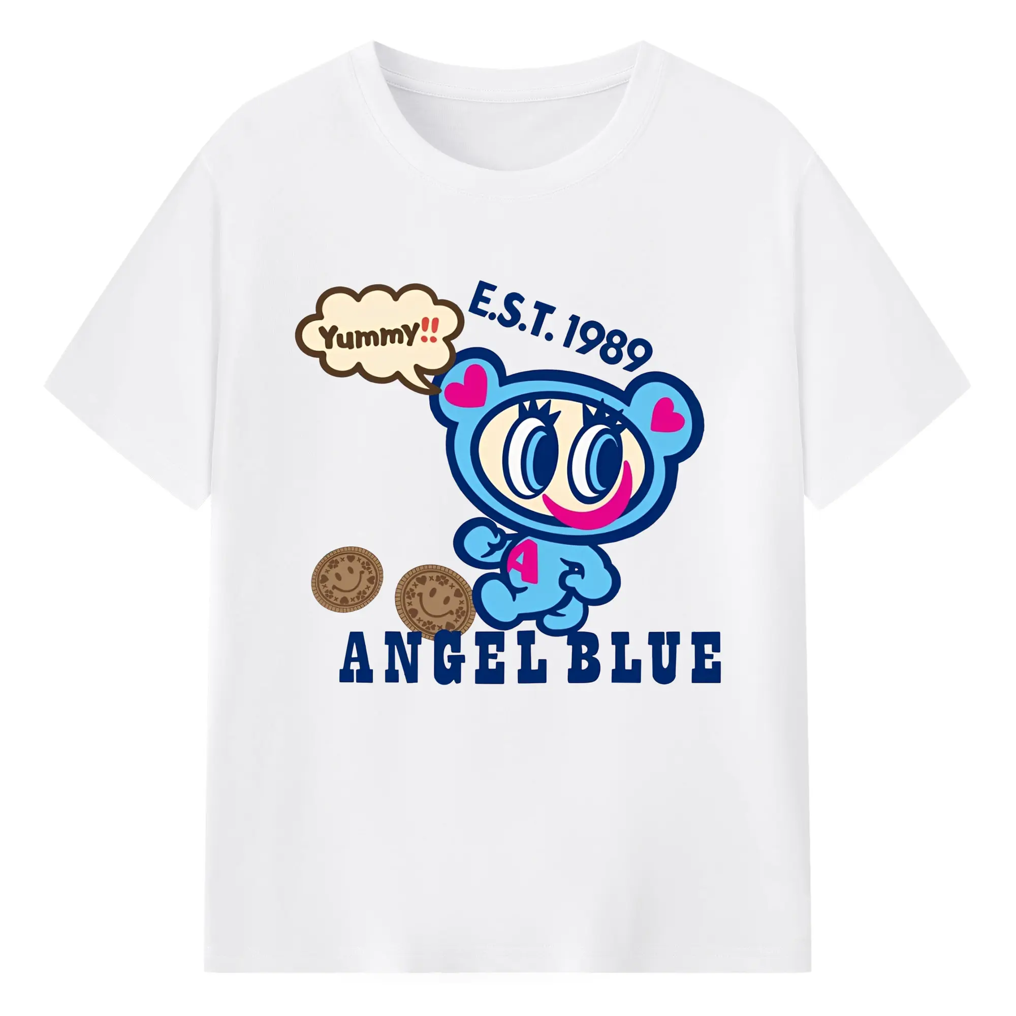 エンジェルブルーナカムラ君グッズ - 綿100％ 半袖Tシャツ ・ フロントプリント ・ 快適 通気性 ・ 日常使い 散歩 スポーツ用