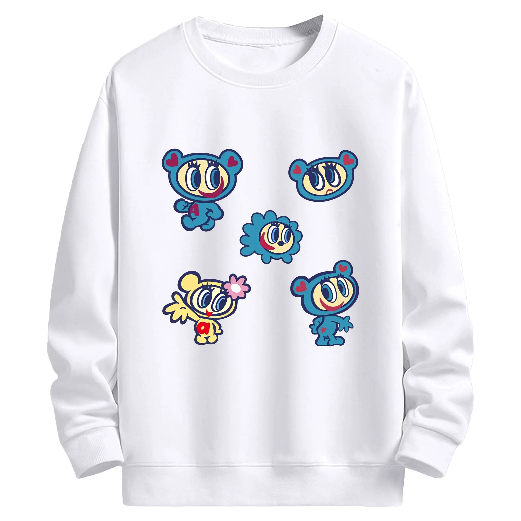 【エンジェルブルー】ナカムラくん&ハナちやん - 高品質 クルーネック スウェット ・ コットン59％ ポリエステル41％ ・ ユニセックス 長袖 トレーナー ・ カジュアル デイリー スポーツ 散歩用